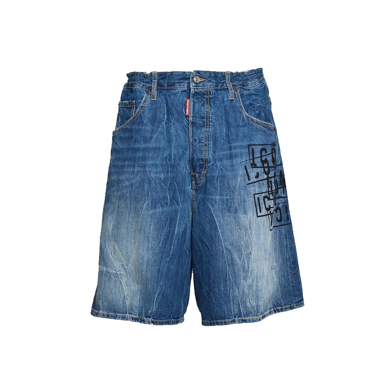 Dsquared2 Icon Mid-rise Denim Shorts In Blue