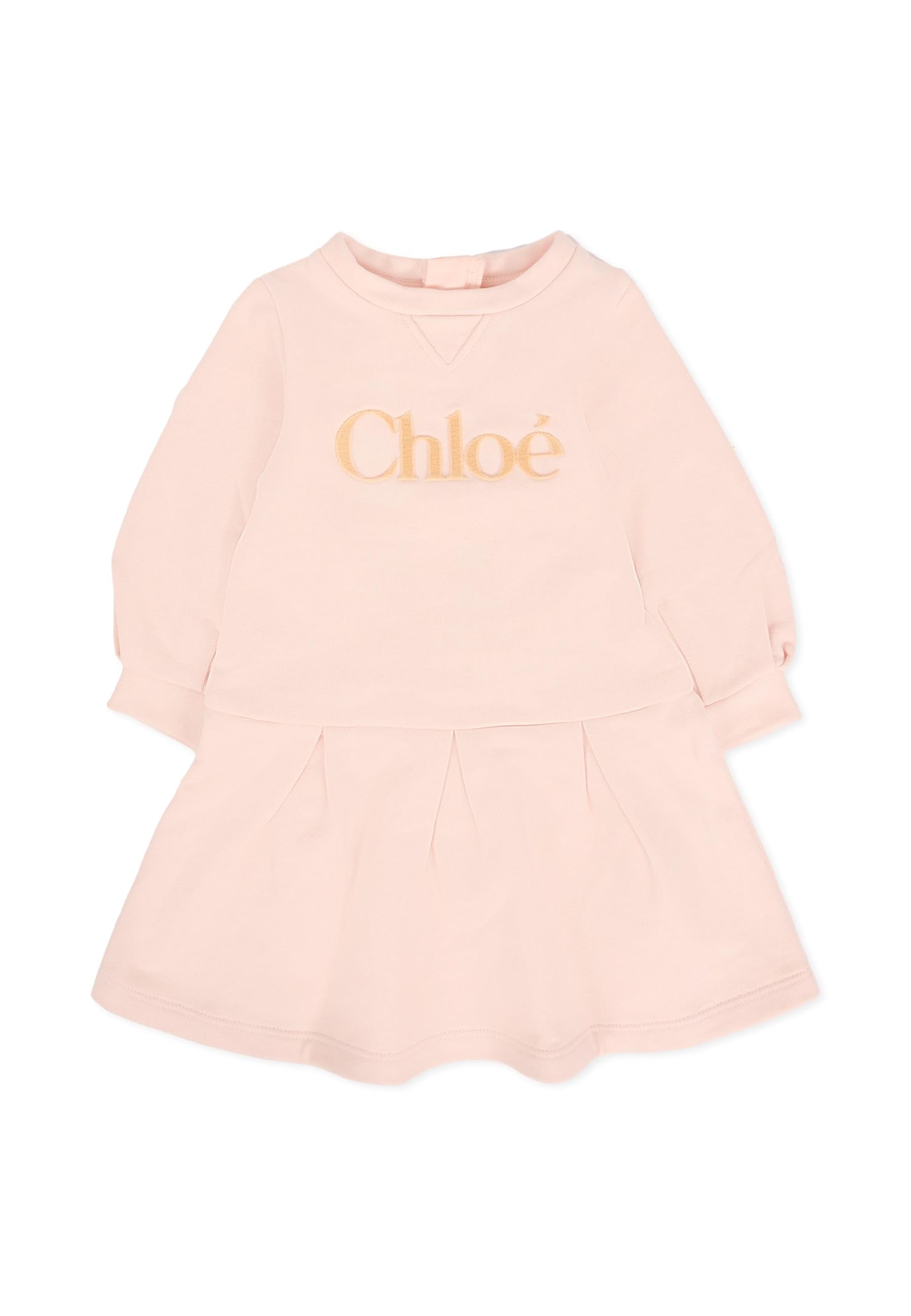 Chloé Pink Dress For Baby Girl With Logo In Pink