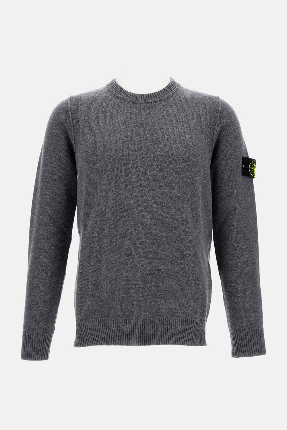 Stone Island Logo Patch Crewneck Jumper In Gray