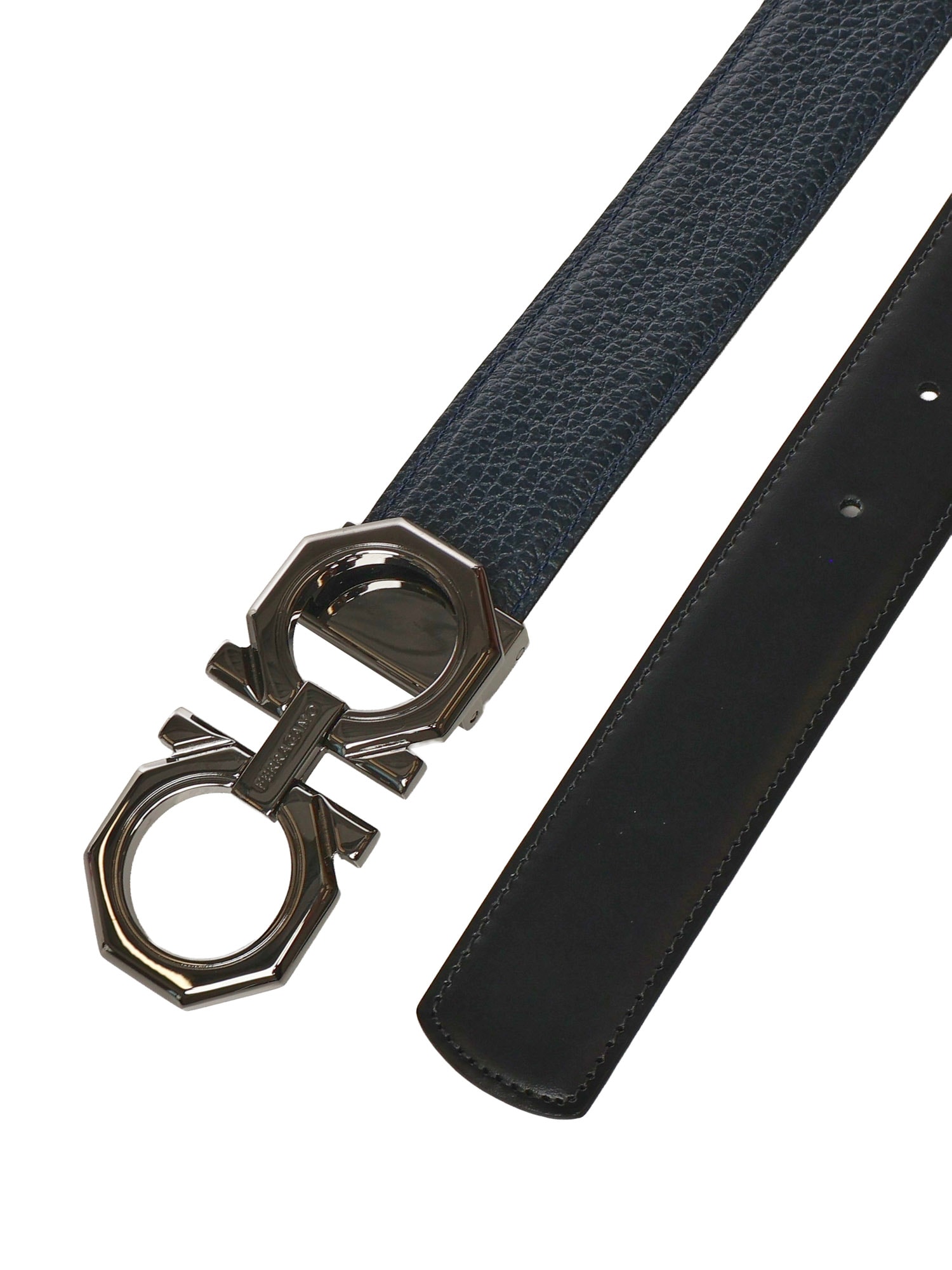 Ferragamo Adjustable Calfskin Belt In Blue