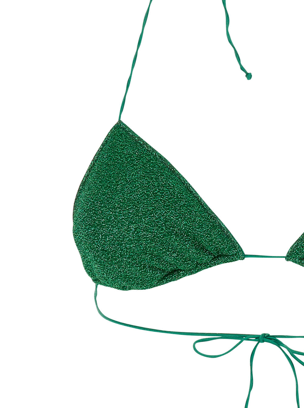 Shop Oseree Lumiere Green Bikini With Triangular Top And Tie Closure In Tech Fabric Woman