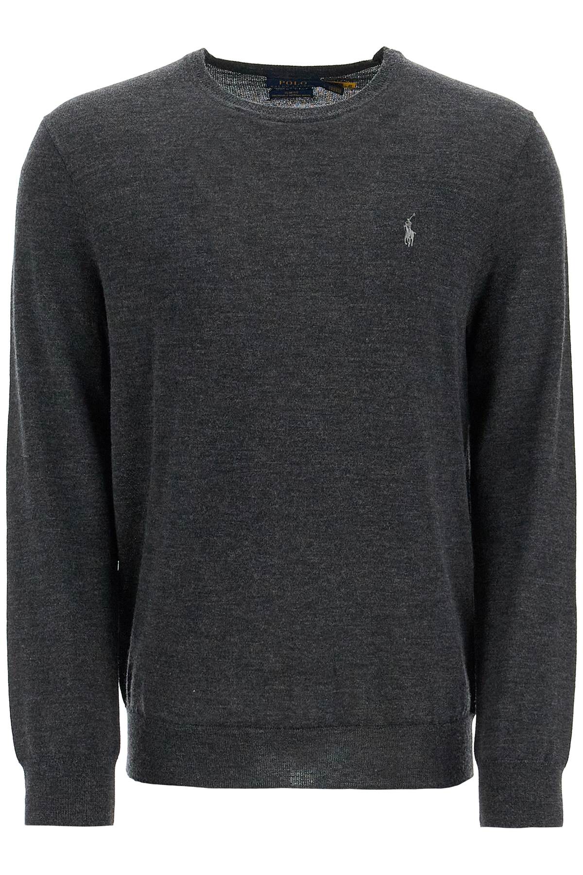 Shop Polo Ralph Lauren Crewneck Pullover With Embroidered In Dark Granite Hthr (grey)