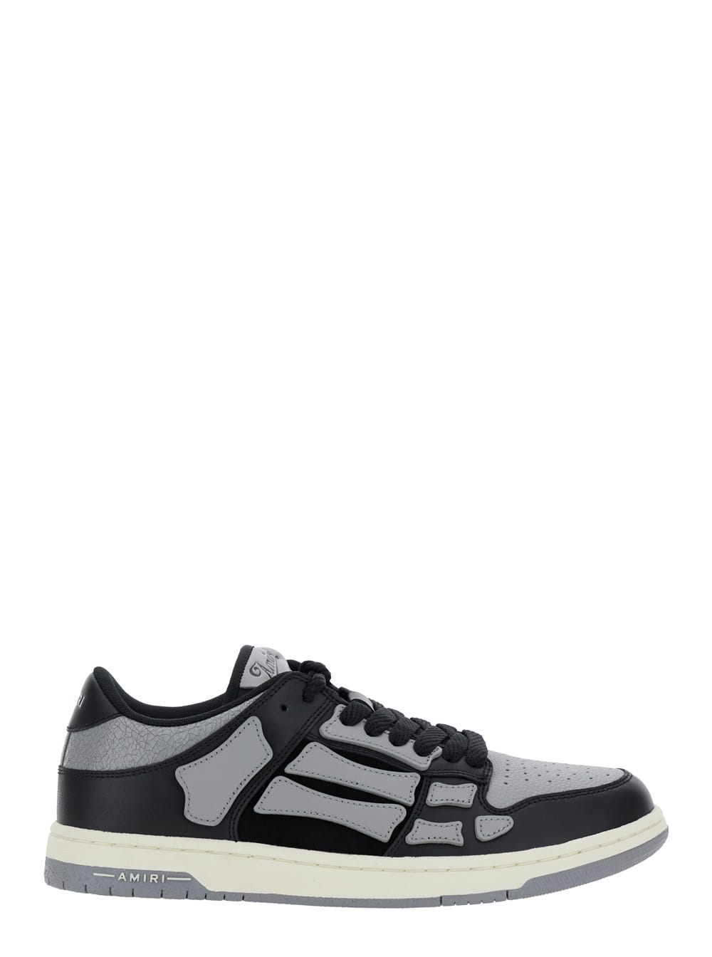 skel Top Low Black Sneakers With Skeleton Patch In Leather Man