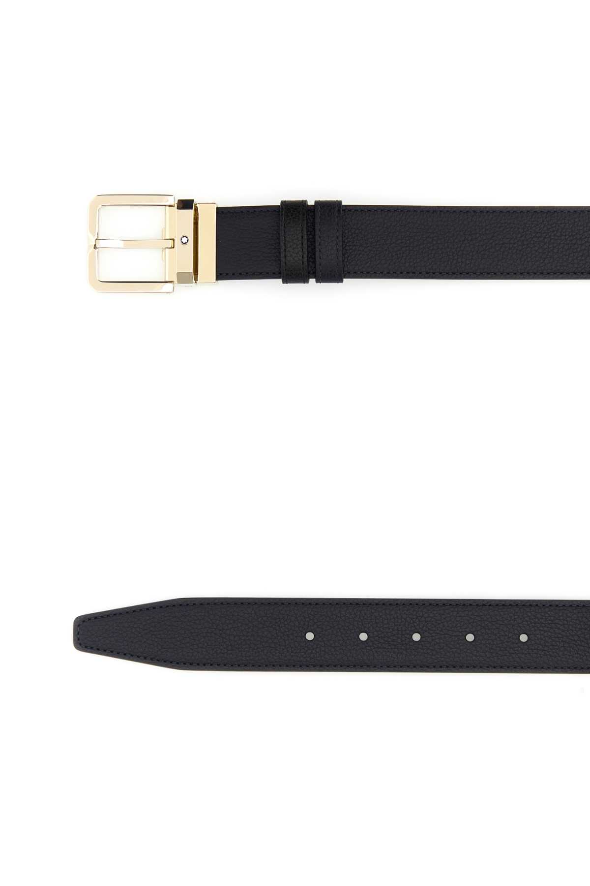 Shop Montblanc Midnight Blue Leather Reversible Belt In 000