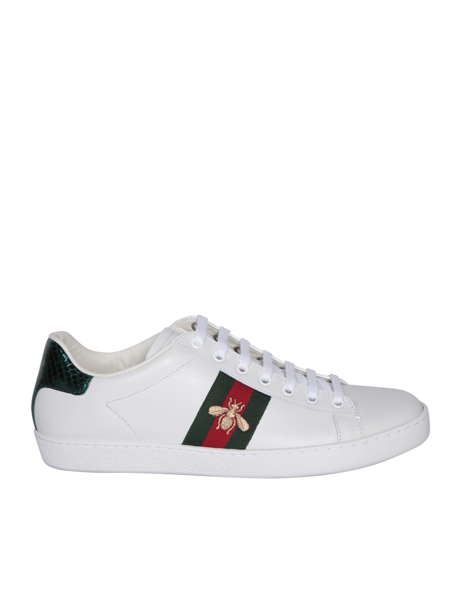 Gucci Ace Embroidered Leather Sneaker In White