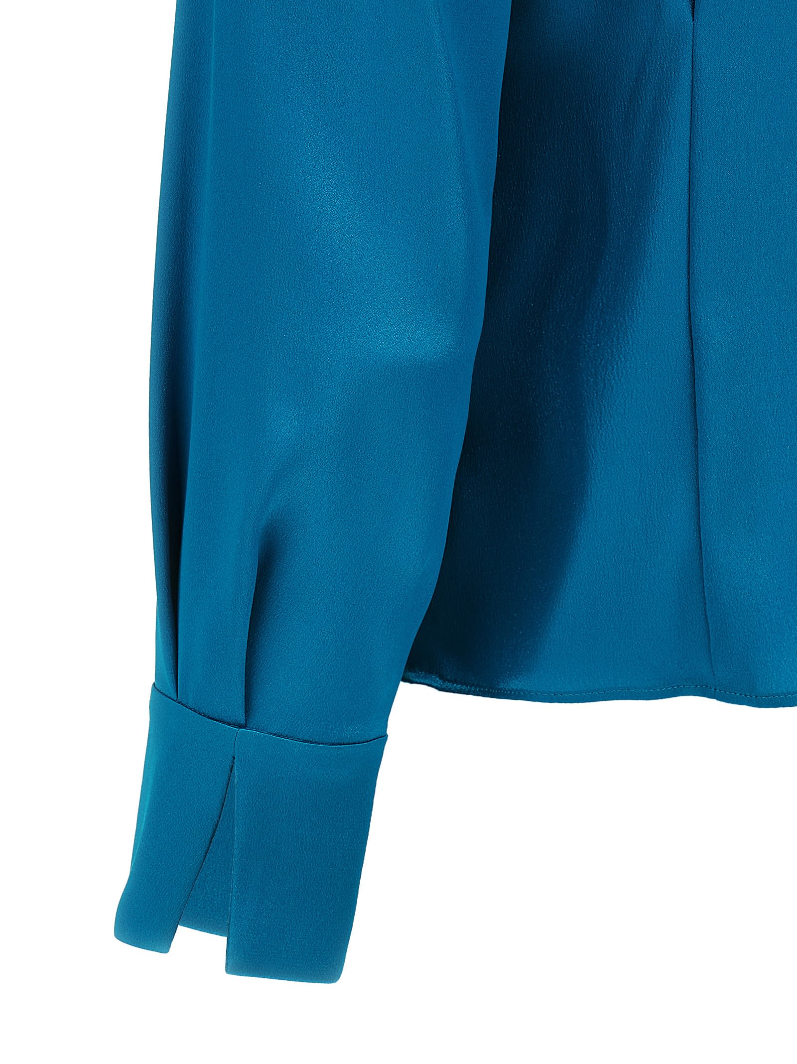 Alberta Ferretti Draped Collared Shirt With Cuff Detail In Blue