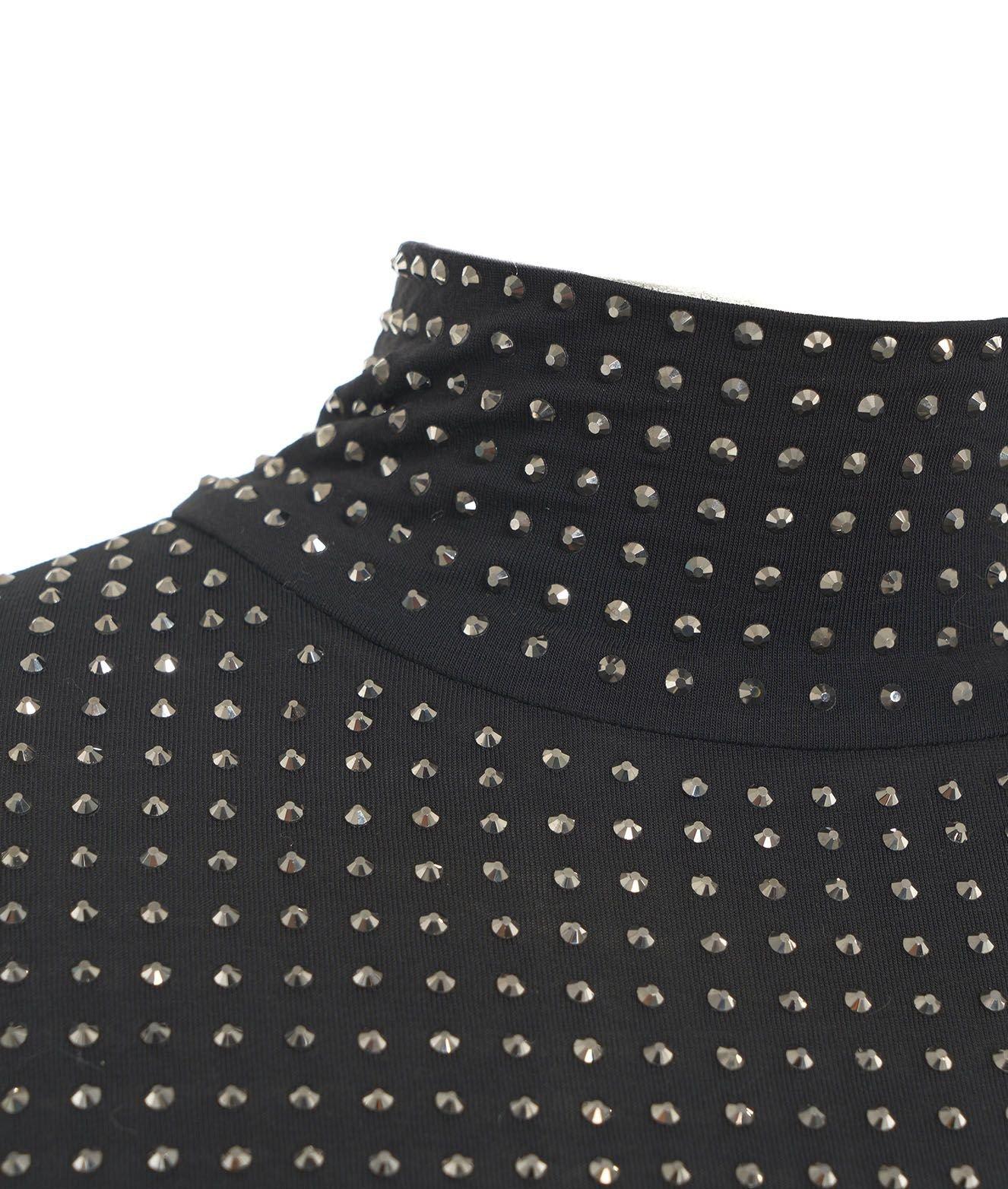 Shop Pinko Embellished Turtleneck Knitted Top In Black