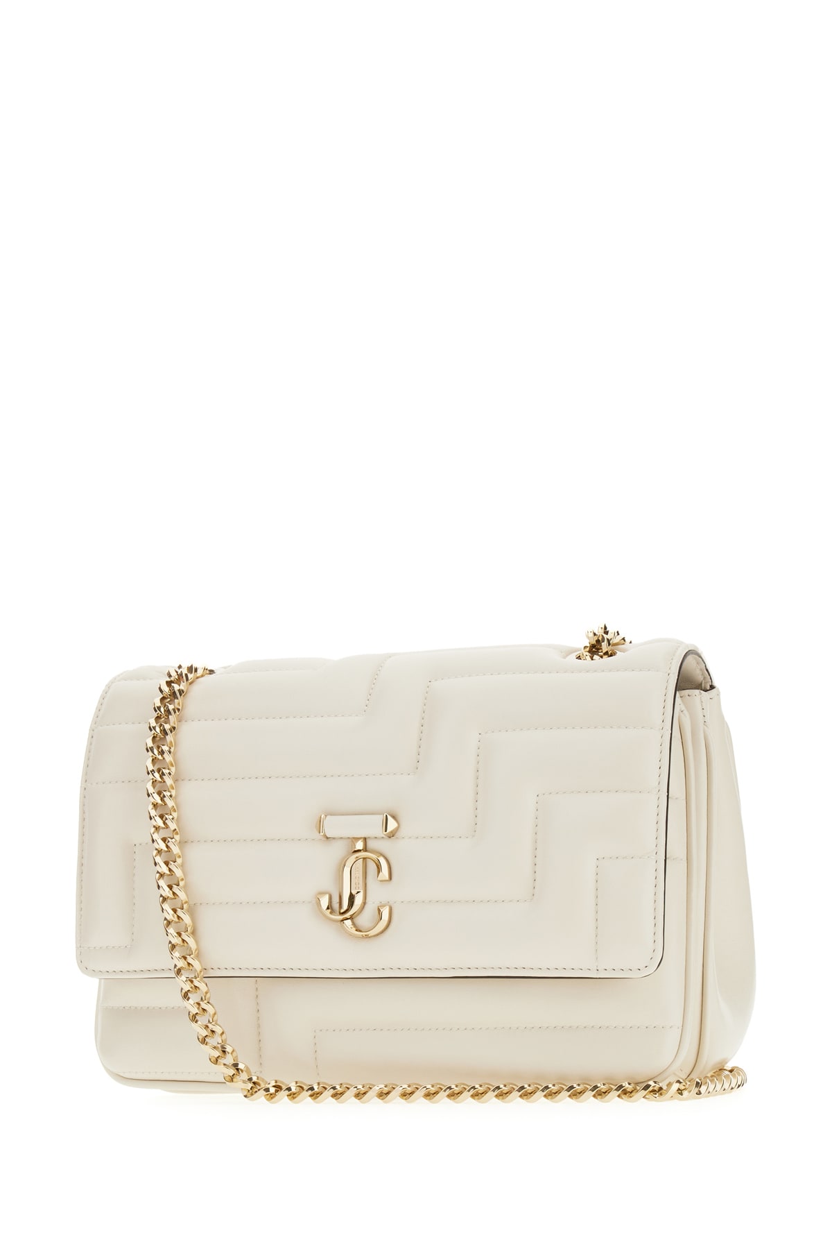 Shop Jimmy Choo Ivory Nappa Leather Avenue Shoulder Bag In Lattelightgold