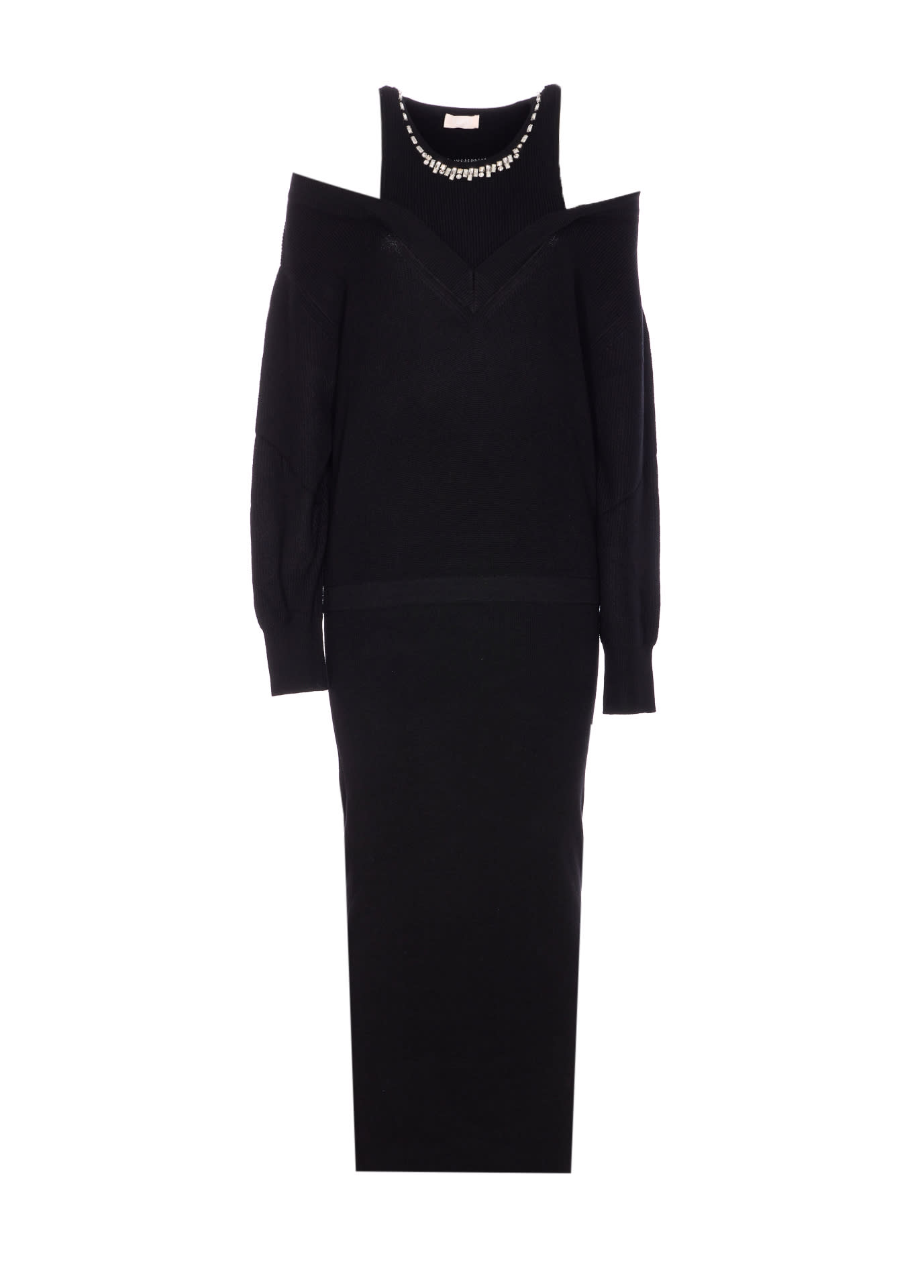 Liu •jo Midi Dress With Cut-out Shoulder Details In Black