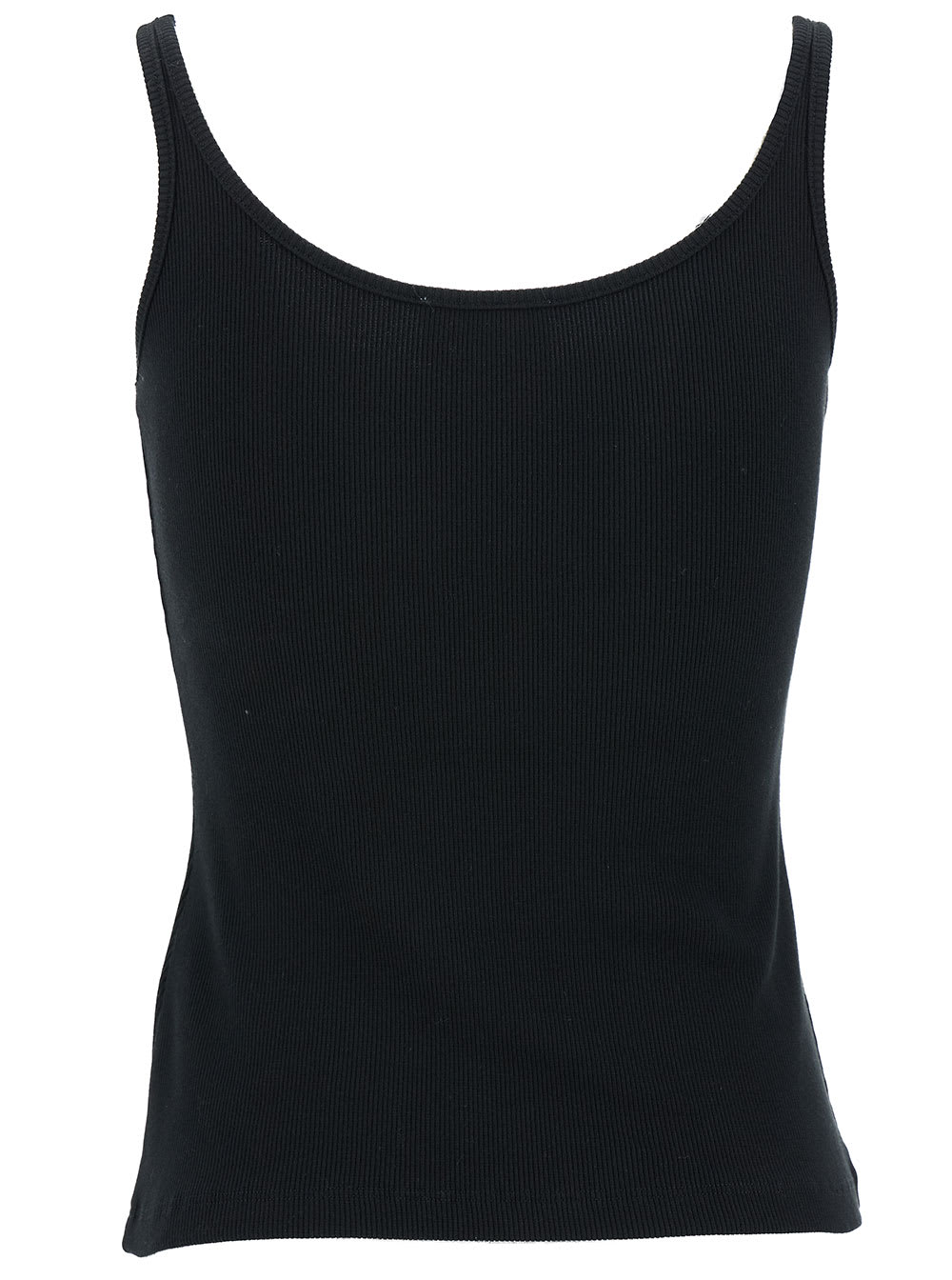 Shop Off-white Black Ribbed Tank Top With Contrasting Logo Embroidery In Stretch Cotton Woman In Black White