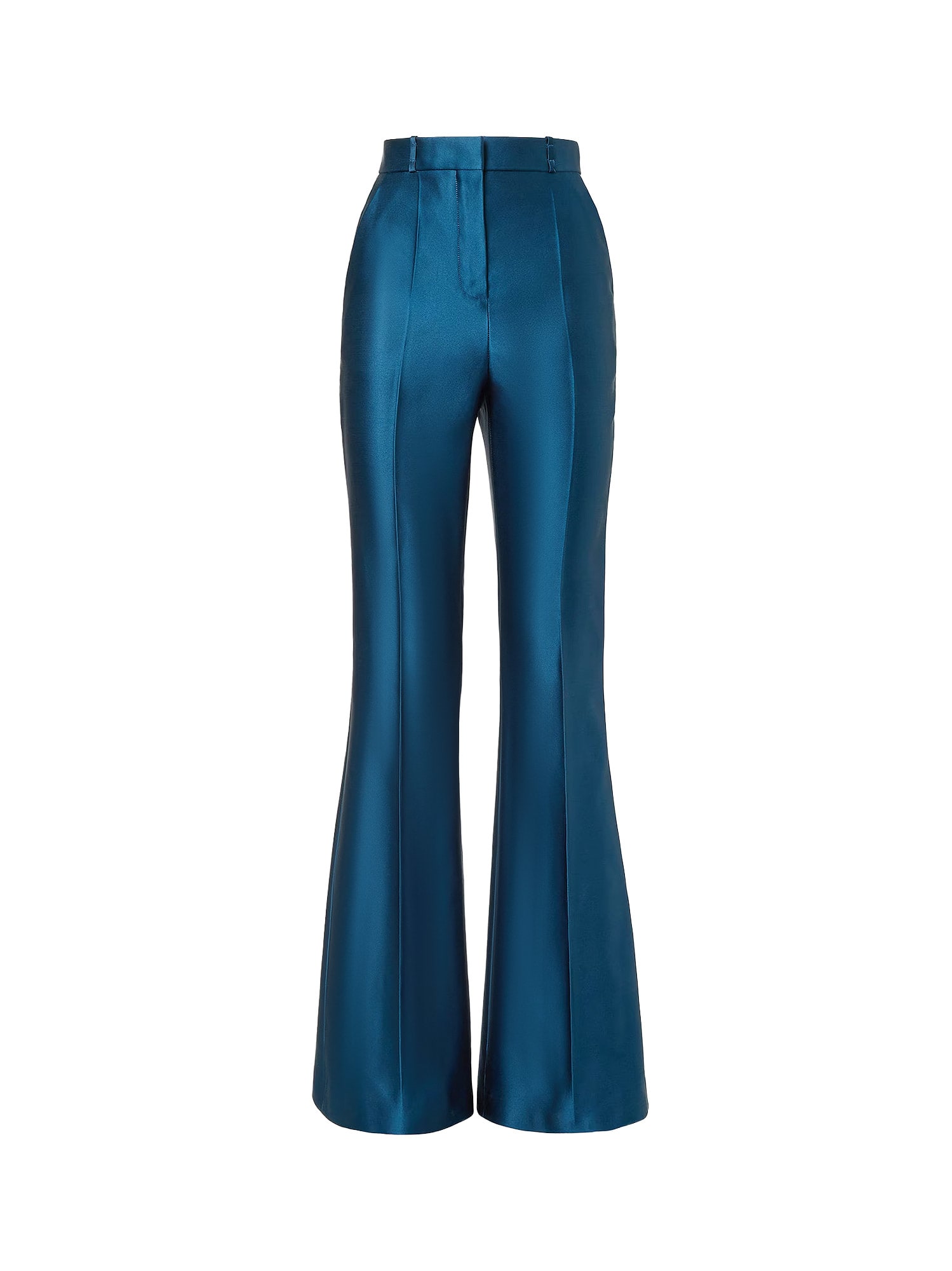 Fendi Satin Pleated Trousers Featuring Pockets In Blue
