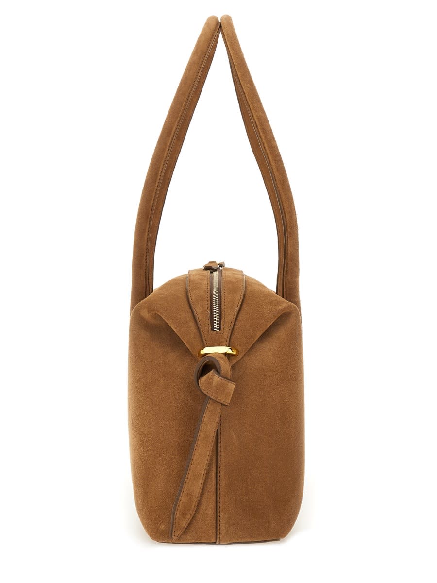 Yuzefi Rectangular Suede Double Handles Shoulder Bag In Brown