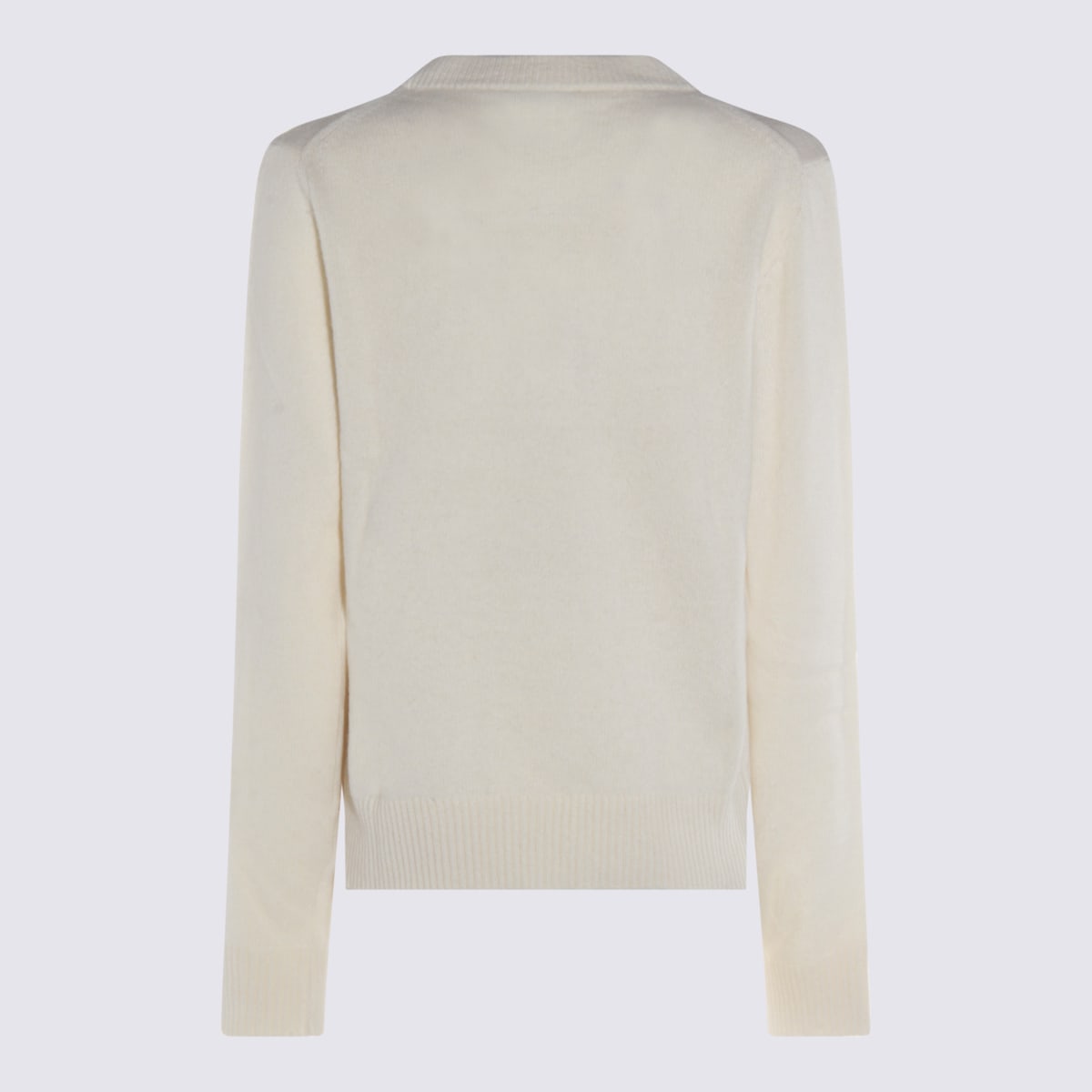 Ganni Sweater In Cream Wool With Dog Pattern In White