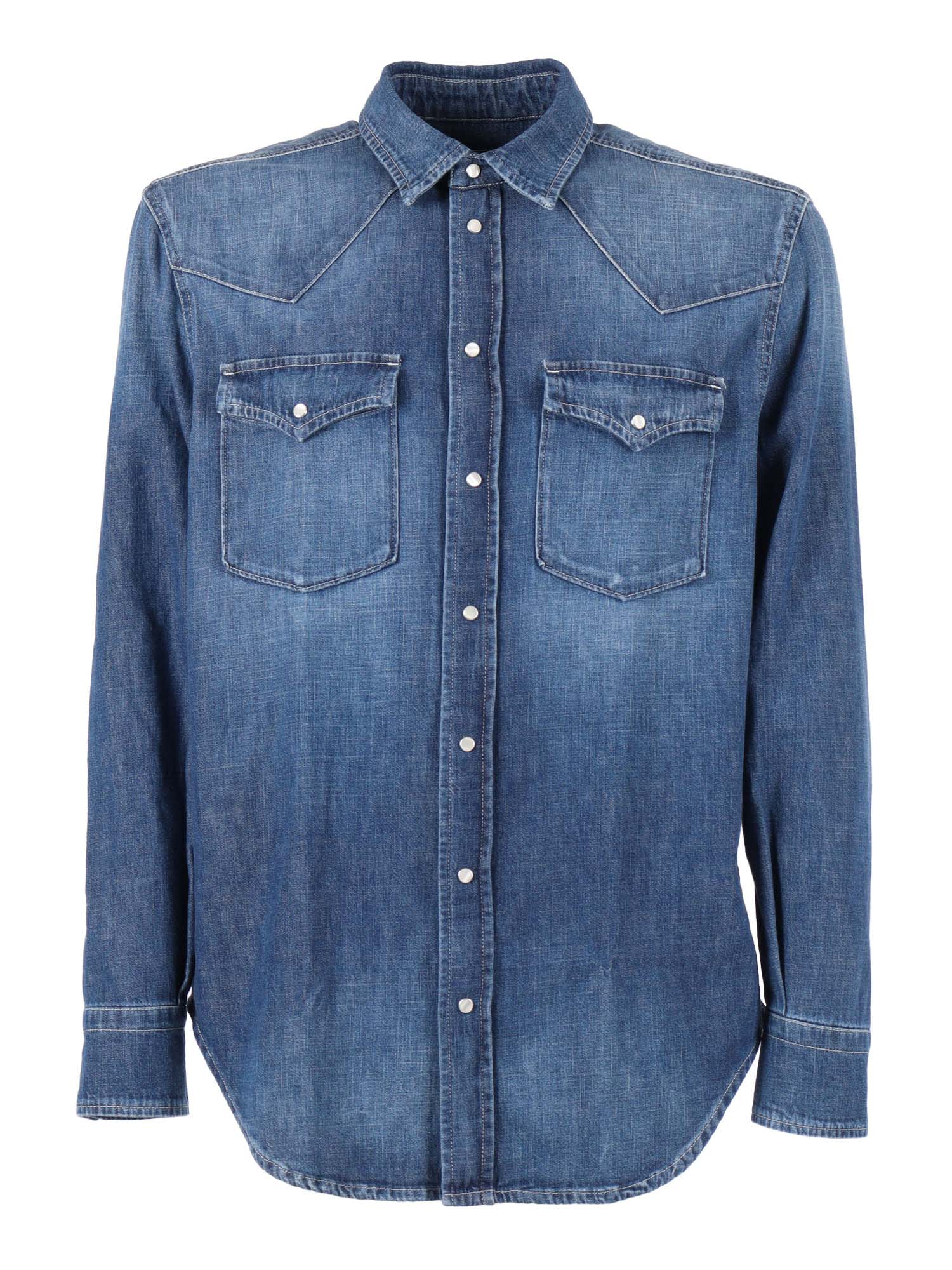 Dondup Western Denim Shirt In Blue