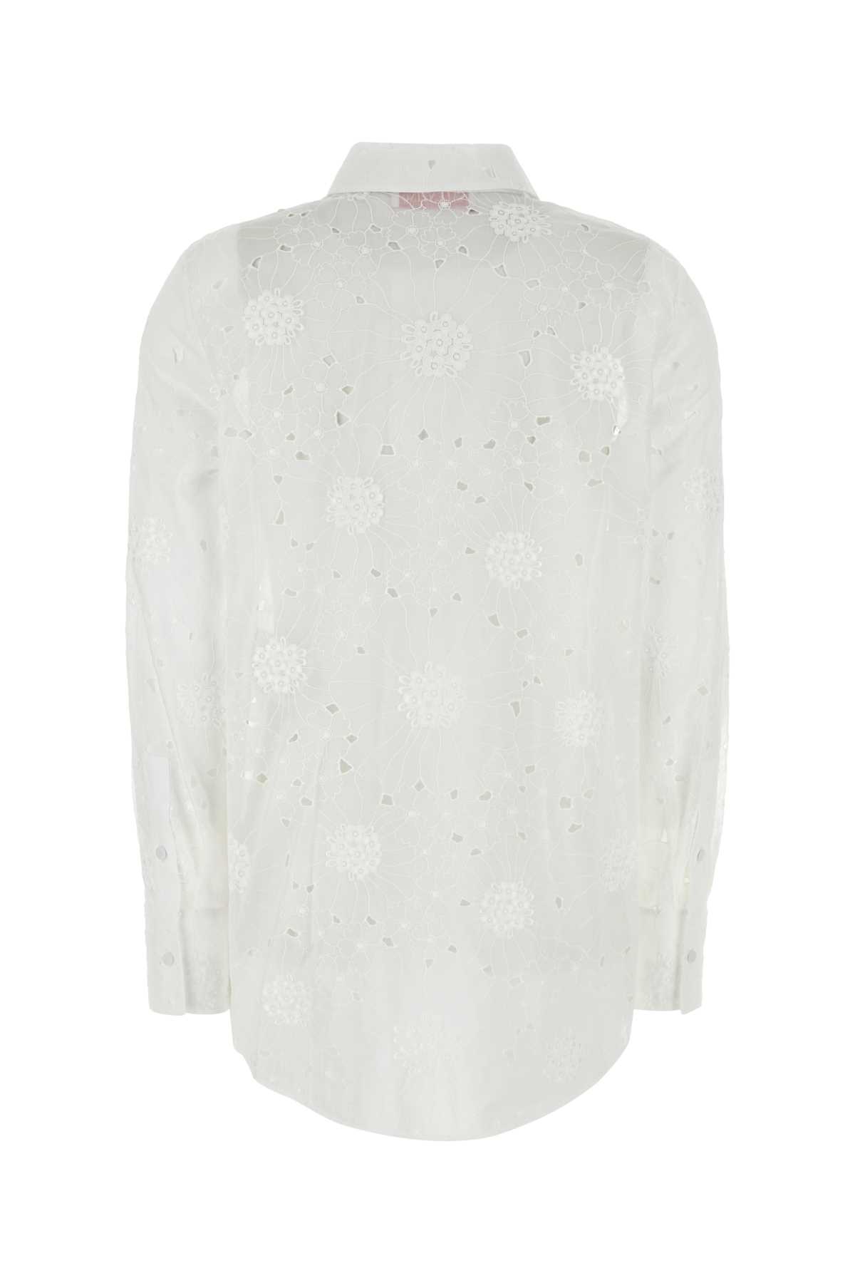Valentino White Cotton Shirt In Avorio