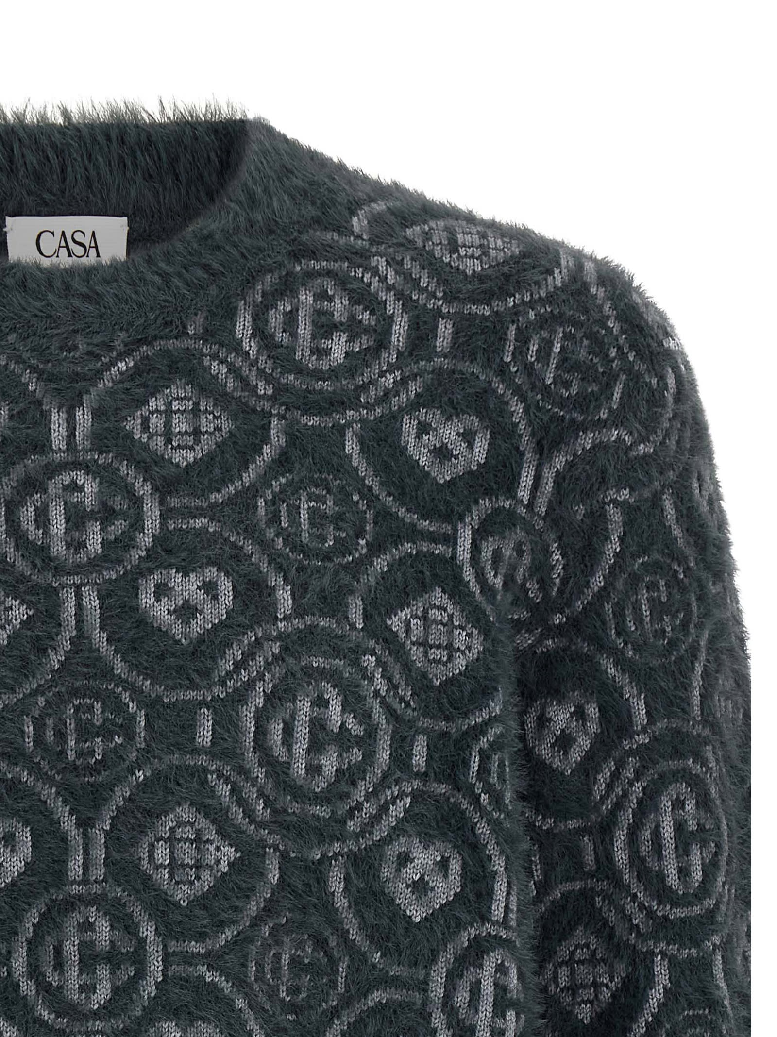 Casablanca Fluffy Monogram Sweater In Gray