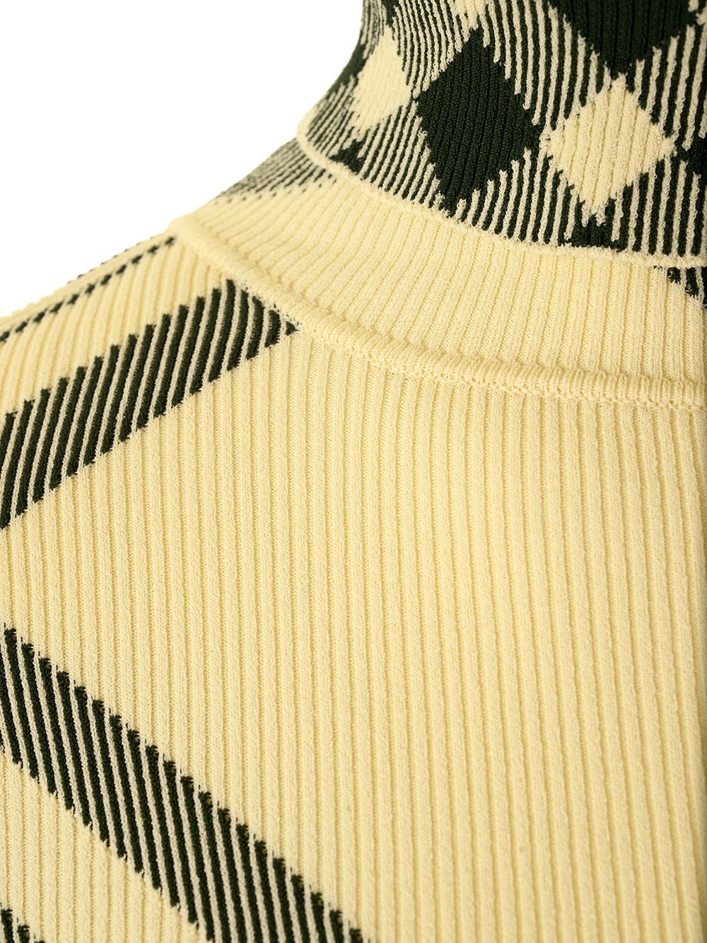 Shop Burberry Check Print Turtleneck In Green