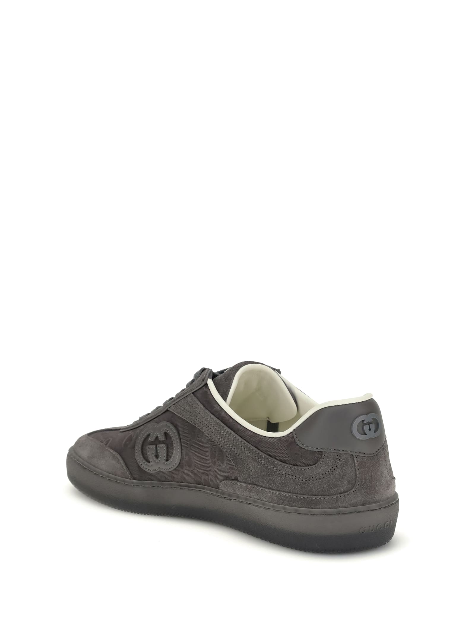 Gucci Mens G74 Tonal Canvas And Suede Sneakers In Gray