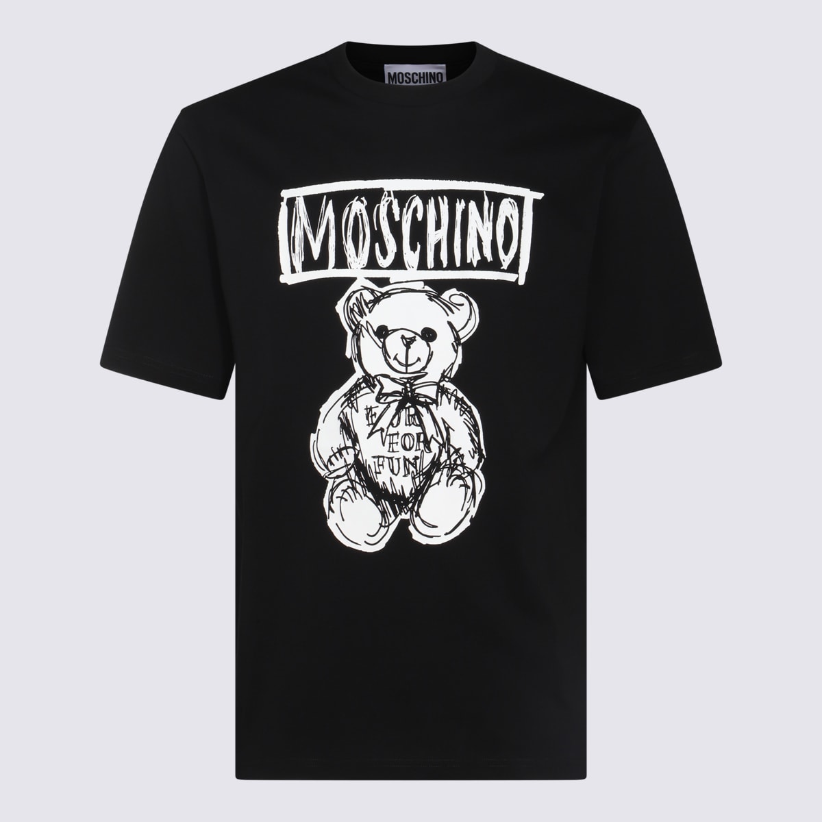 Shop Moschino Black Cotton T-shirt