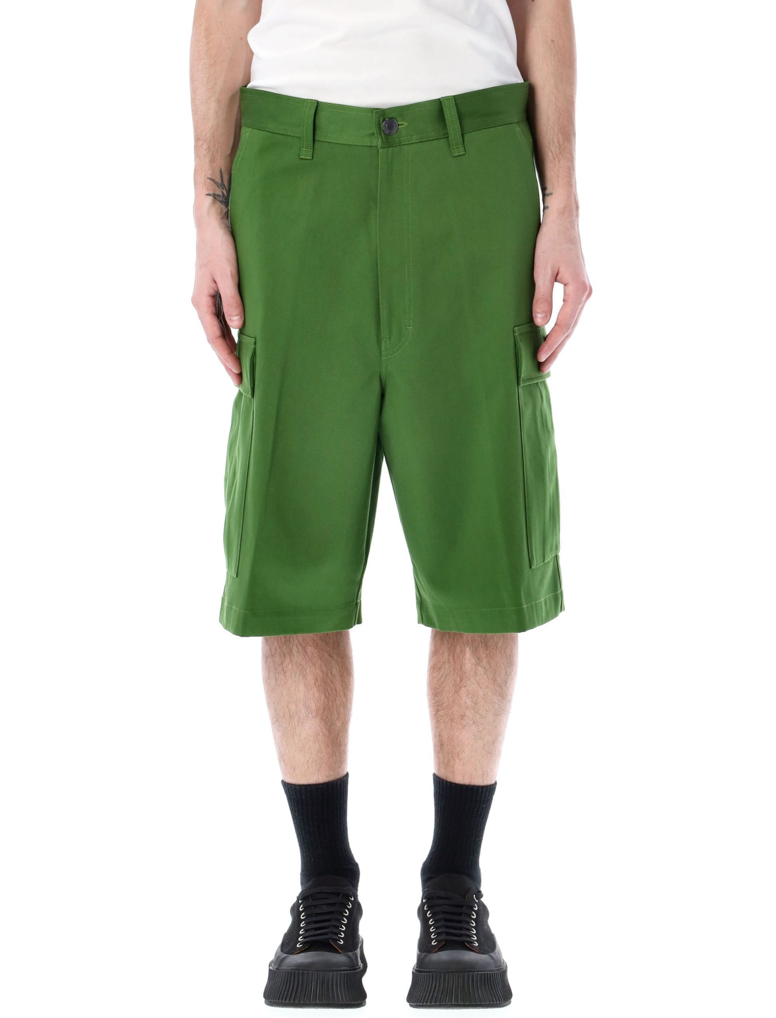 Shop Ami Alexandre Mattiussi Cargo Bermuda In Evergreen