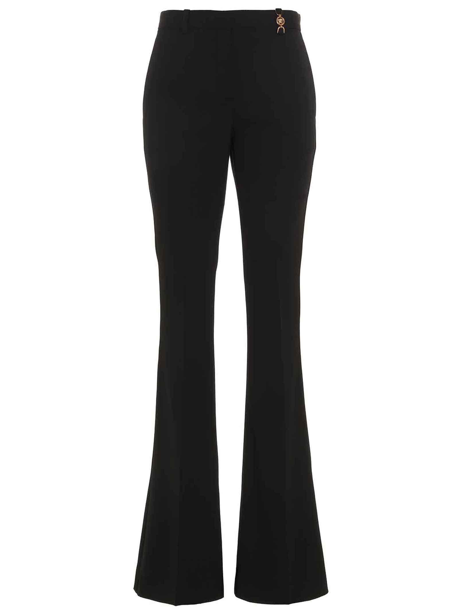 Versace Icons Embellished Wool-blend Flared Pants In Black