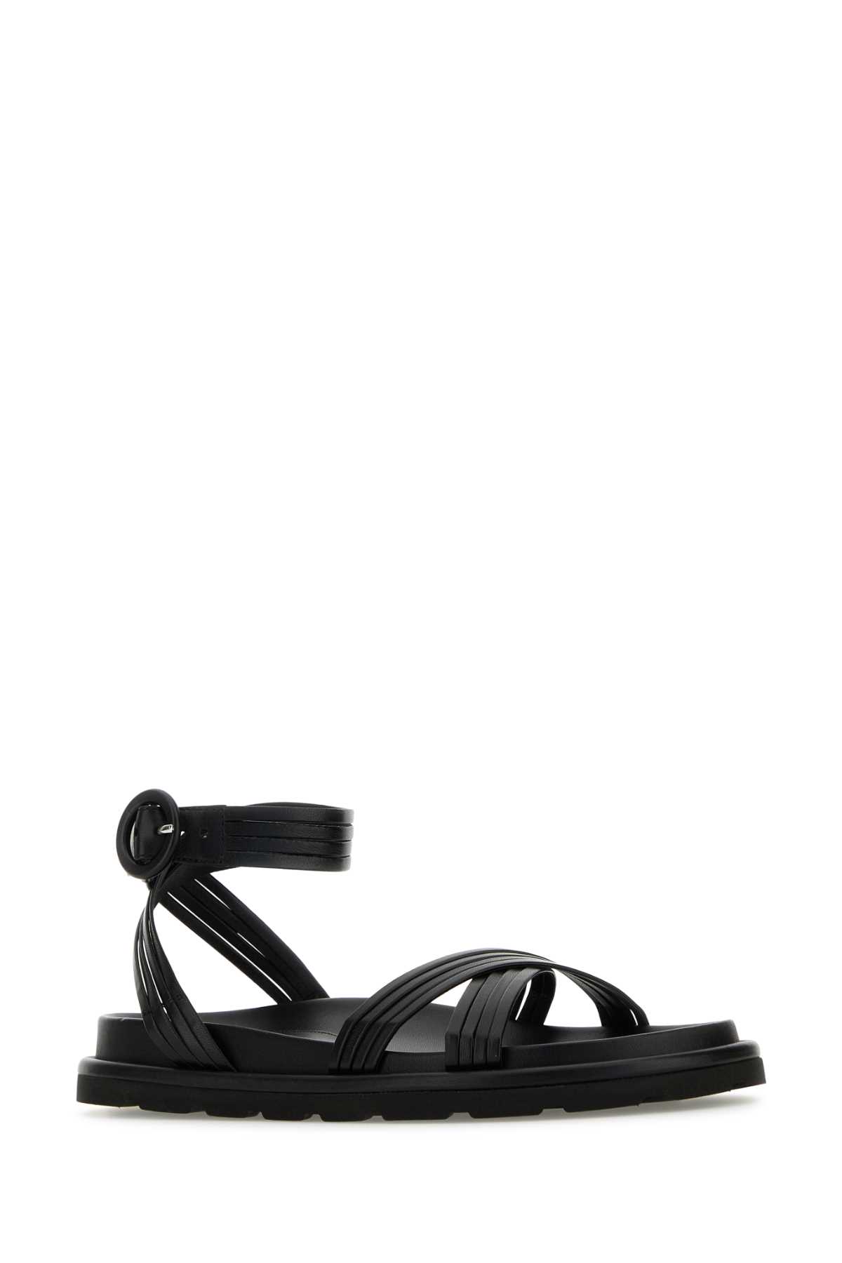 Gianvito Rossi Black Nappa Leather Lianne Sandals In Black