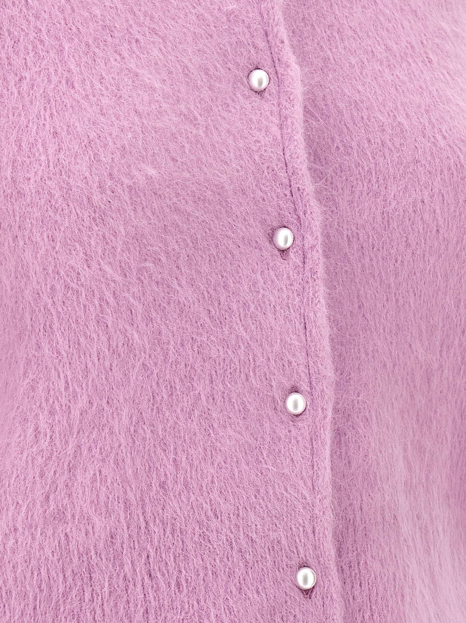 Shop Maison Margiela Pearl Button Cardigan In Purple