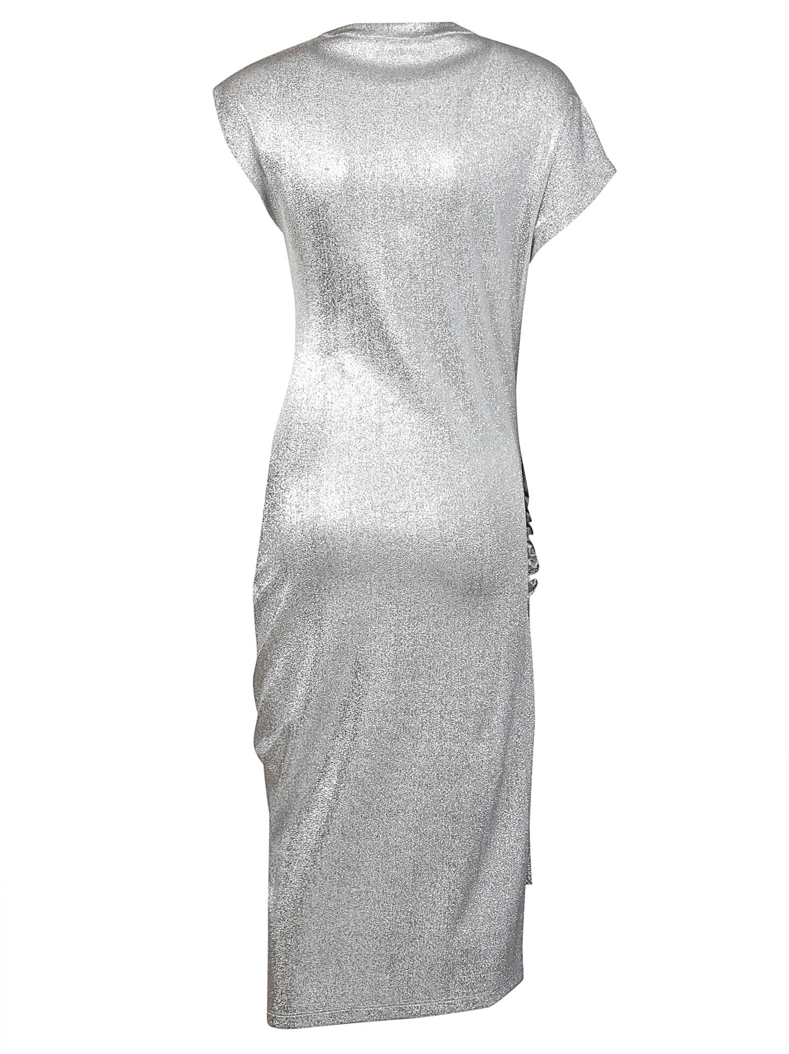 Shop Paco Rabanne Short Sleeve Midi Dress In Silver