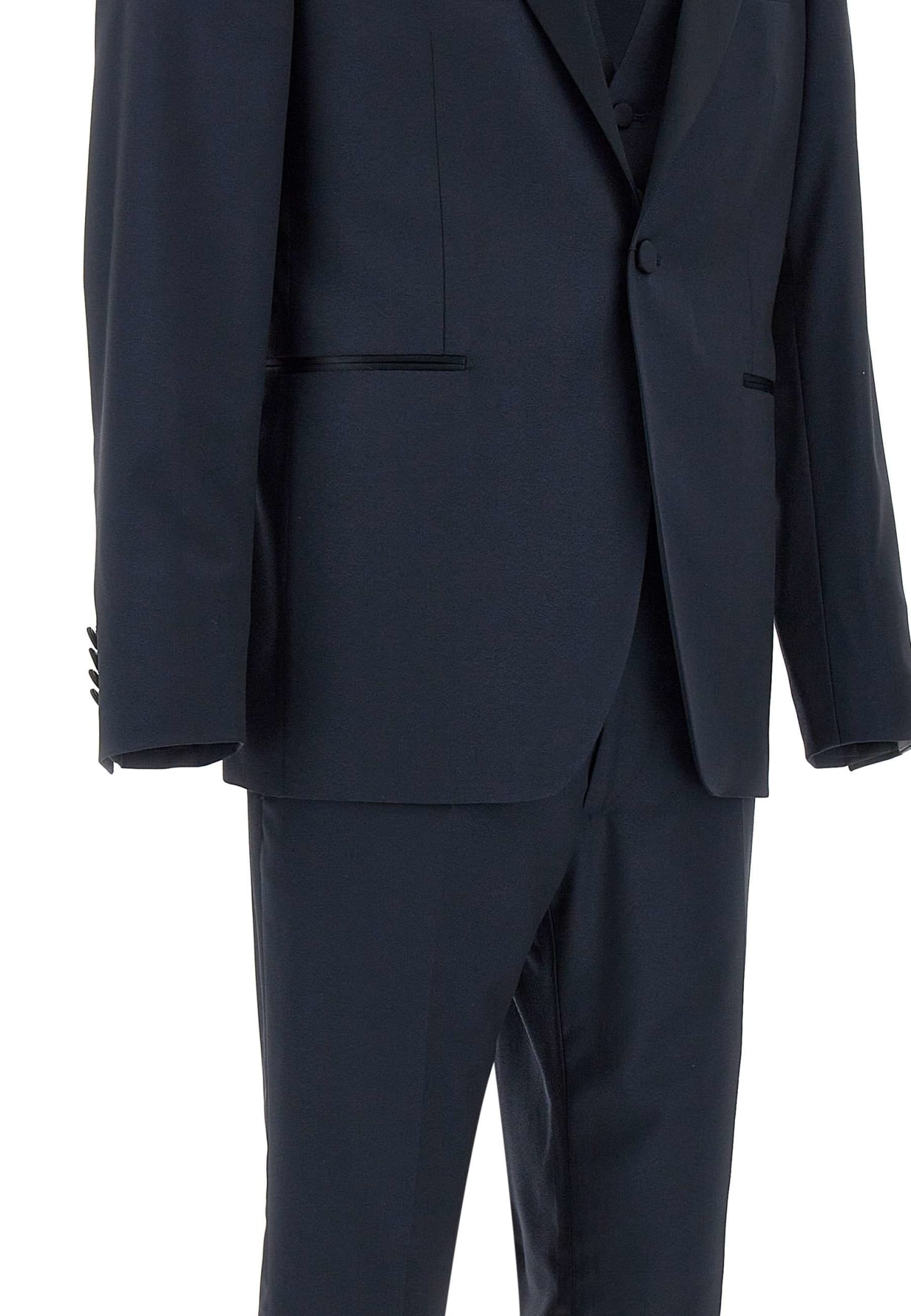 Shop Tagliatore Three-piece Suit In Blue