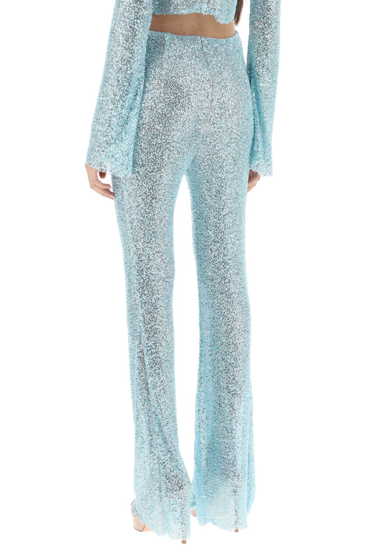 Self-portrait Aquamarine Polyamide Pants In Blue (light Blue)