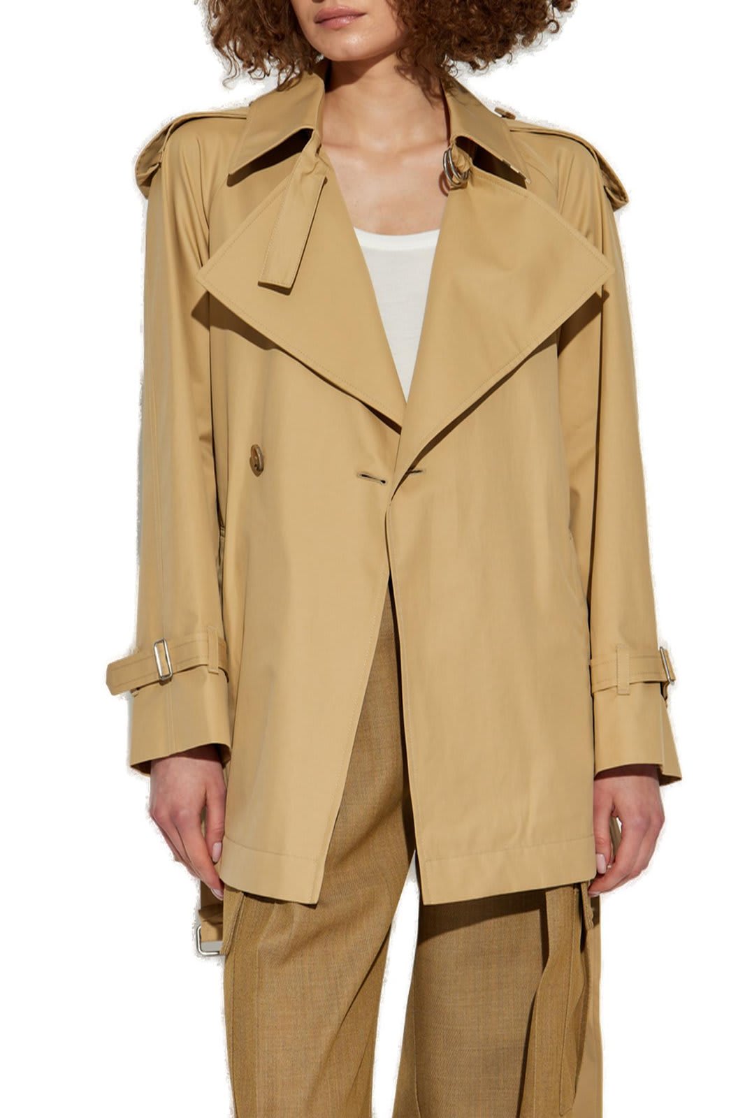 Shop Burberry Belted Waist Trench Coat In Beige