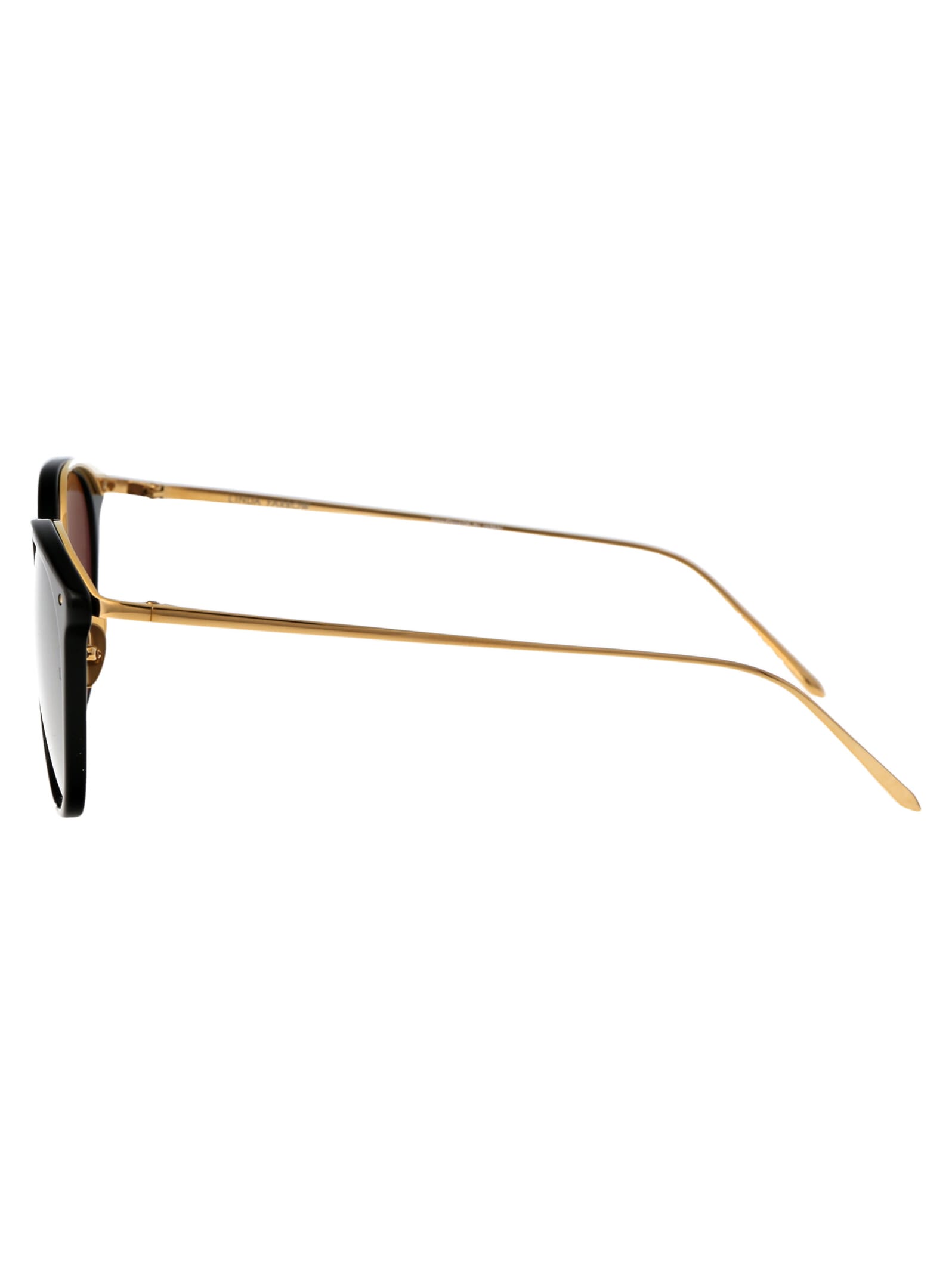 Shop Linda Farrow Calthorpe Sunglasses In Black/yellowgold/grey