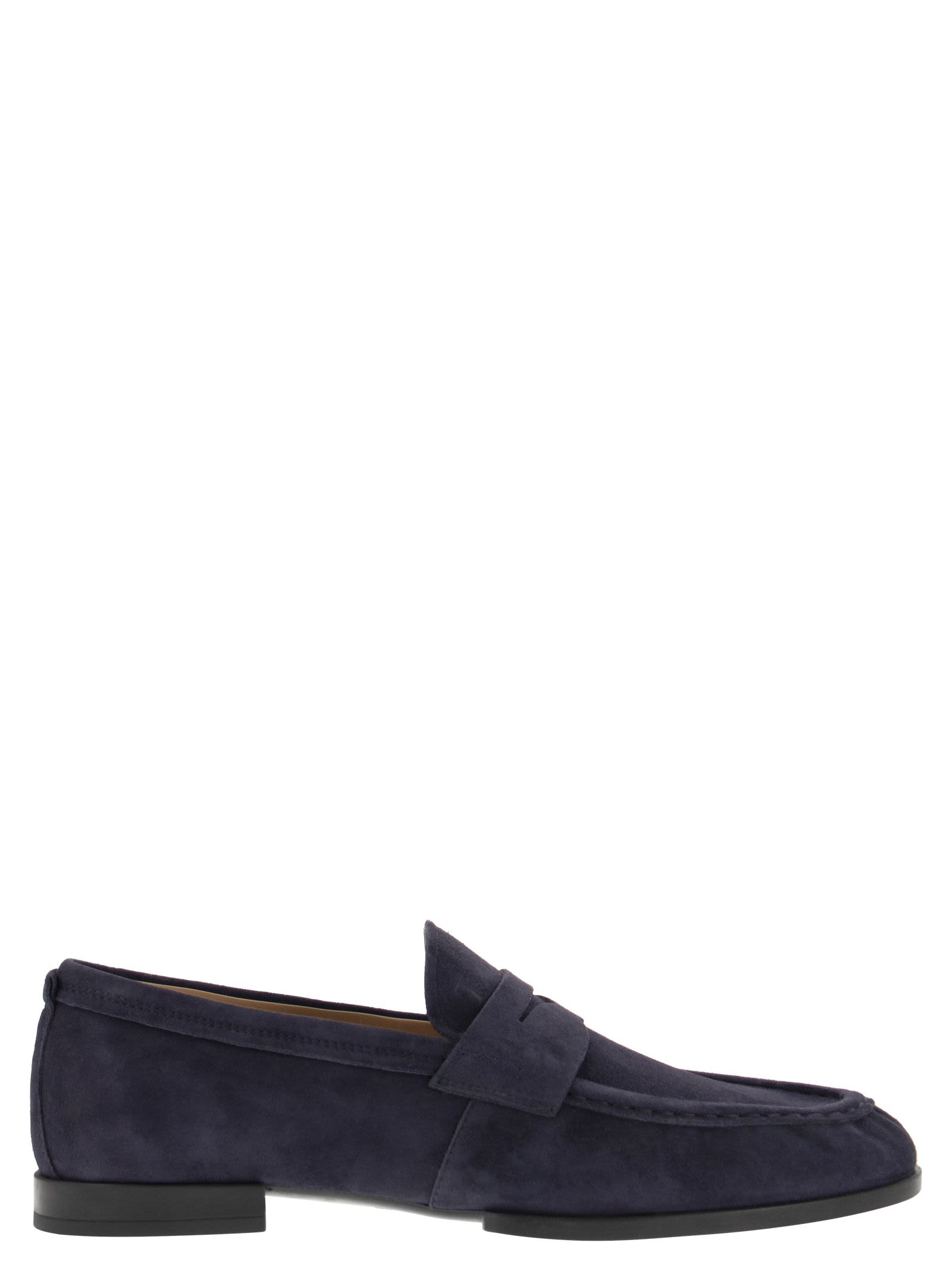 Shop Tod's Suede Leather Moccasin In Blue