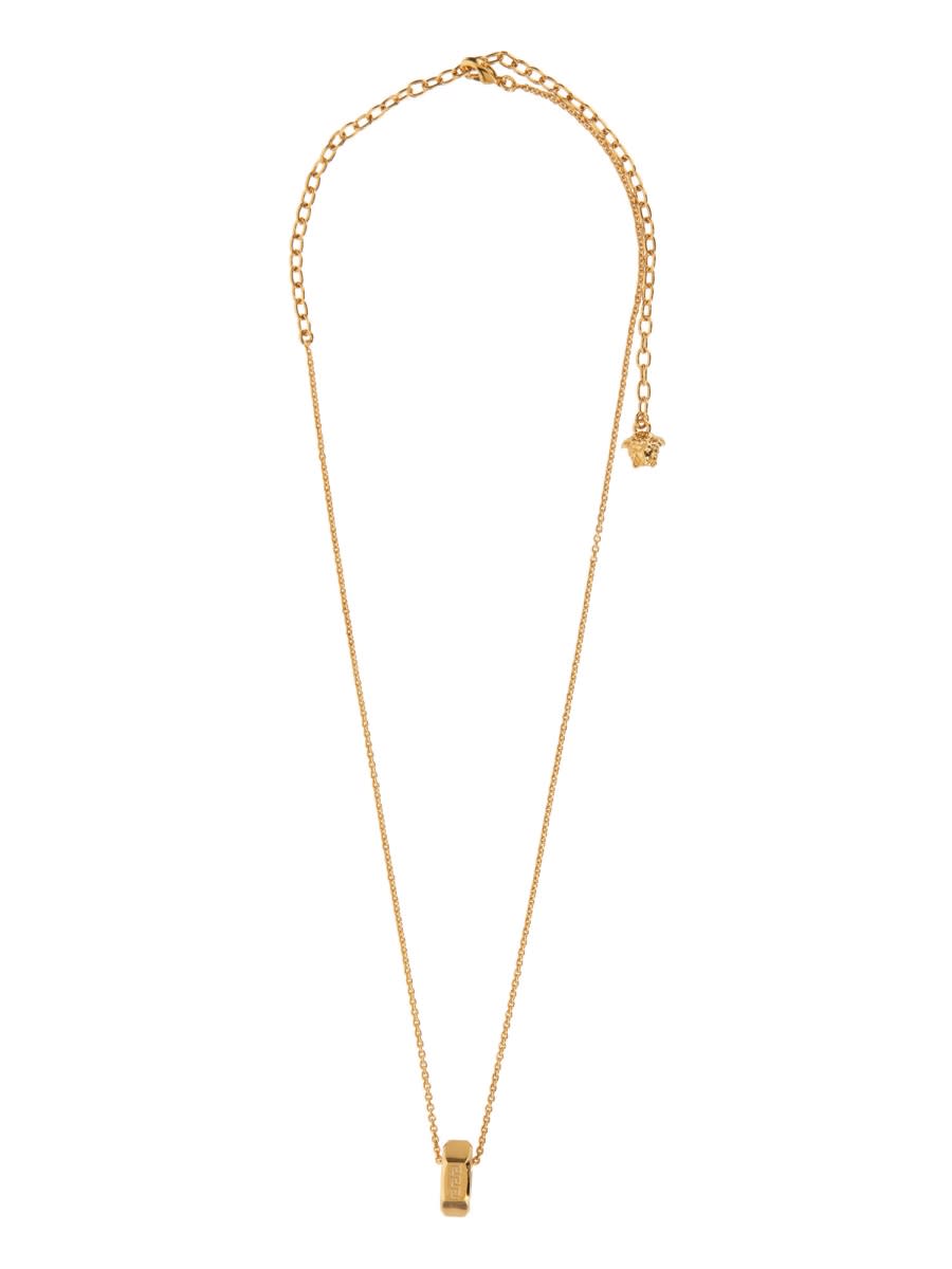 Shop Versace Greek Nuts & Bolts Necklace In Gold