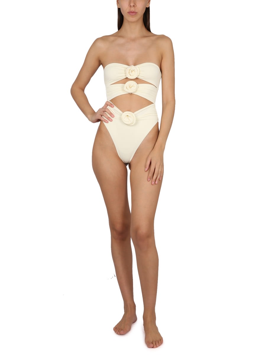 Shop La Reveche Vesna One-piece Swimsuit In Ivory