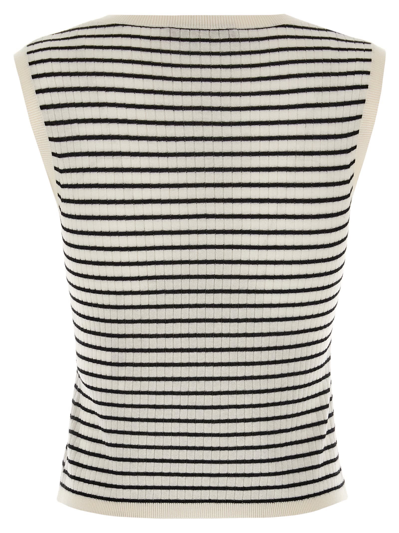 Max Mara Studio Valeria Striped Crewneck Vest In Riga