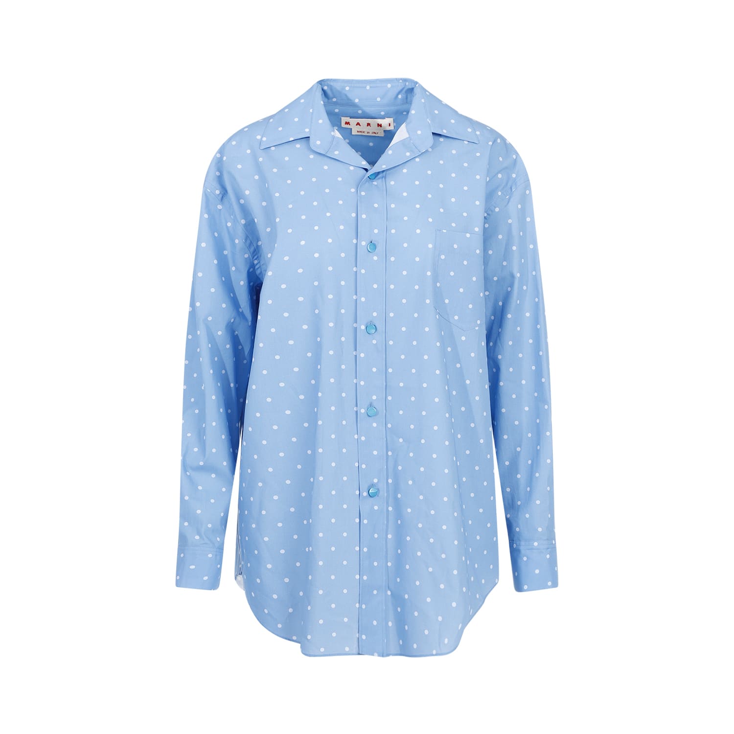 Shop Marni Cotton Shirt In Iris Blue