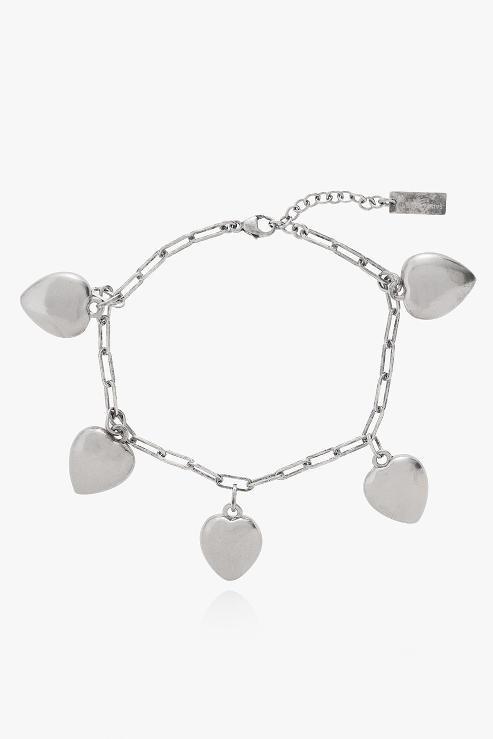 Shop Saint Laurent Dangling Heart Charm Bracelet