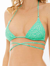 Mc2 Saint Barth Pastel Animalier Triangle With Long Laces In Green