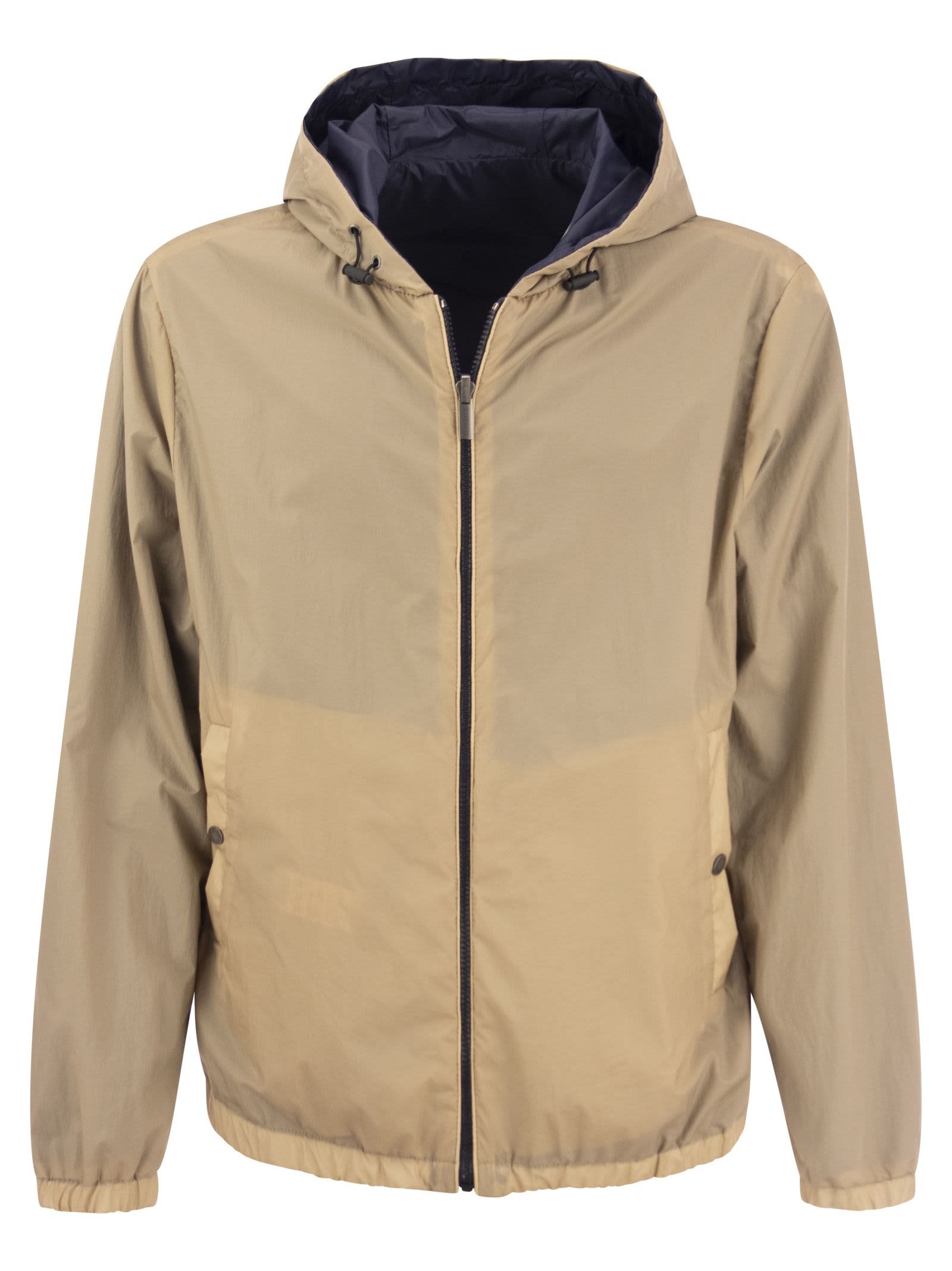 Peserico Men's Reversible Jacket With Hood In Blue