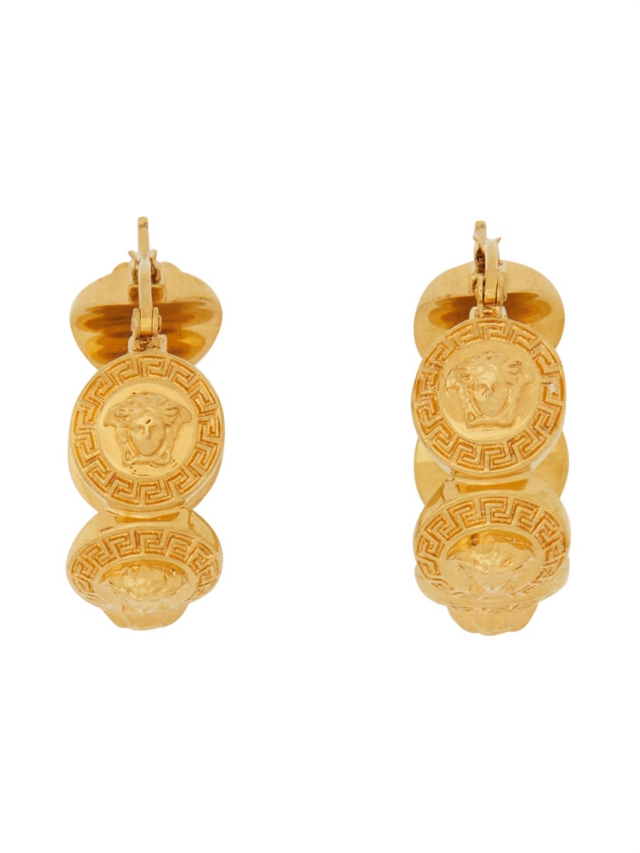 Shop Versace Medusa Tribute Hoop Earrings In Golden