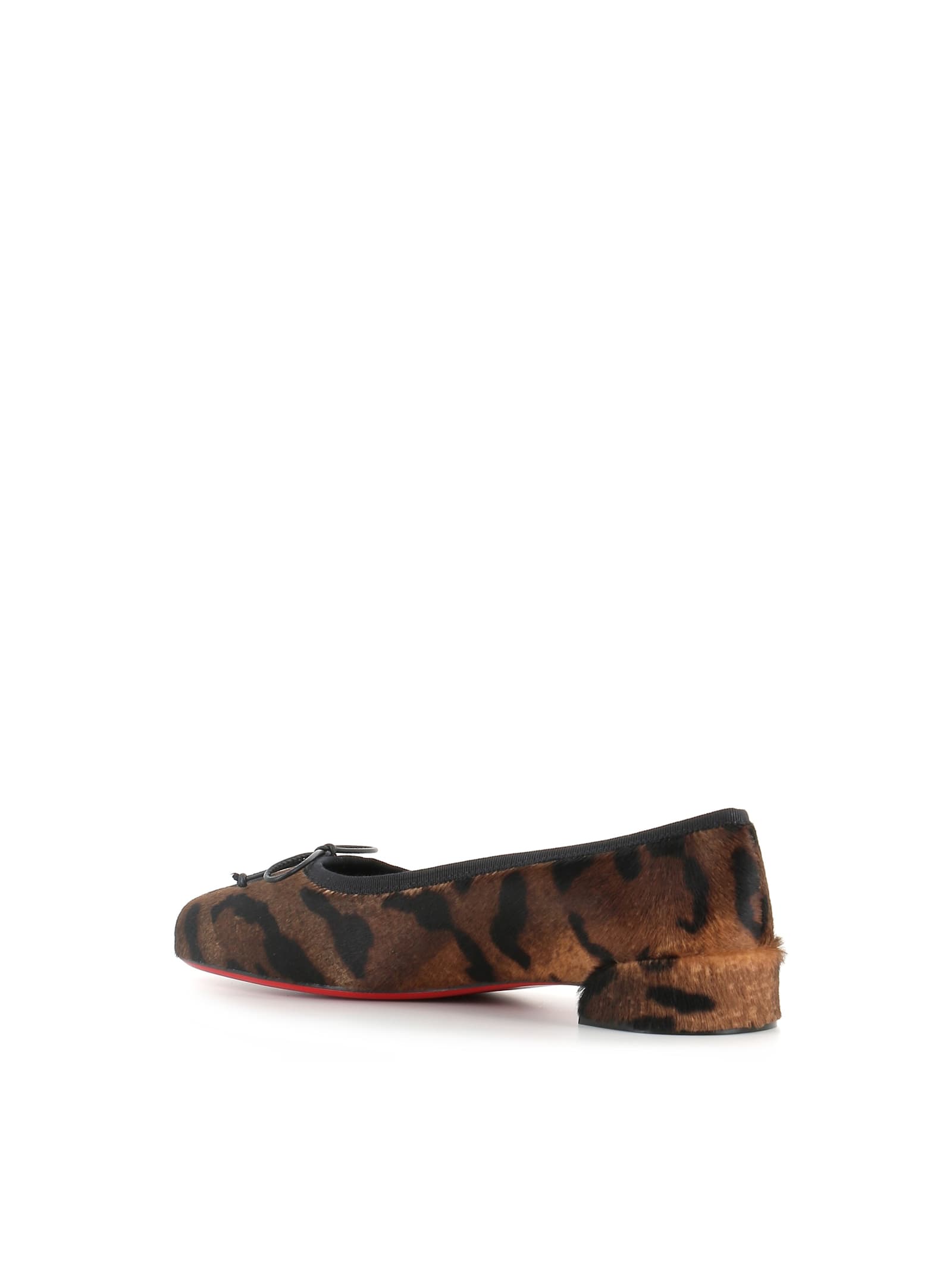 Christian Louboutin Sweetie Jane Leopard Calf Hair Red Sole Ballerina Flats In Animal Print