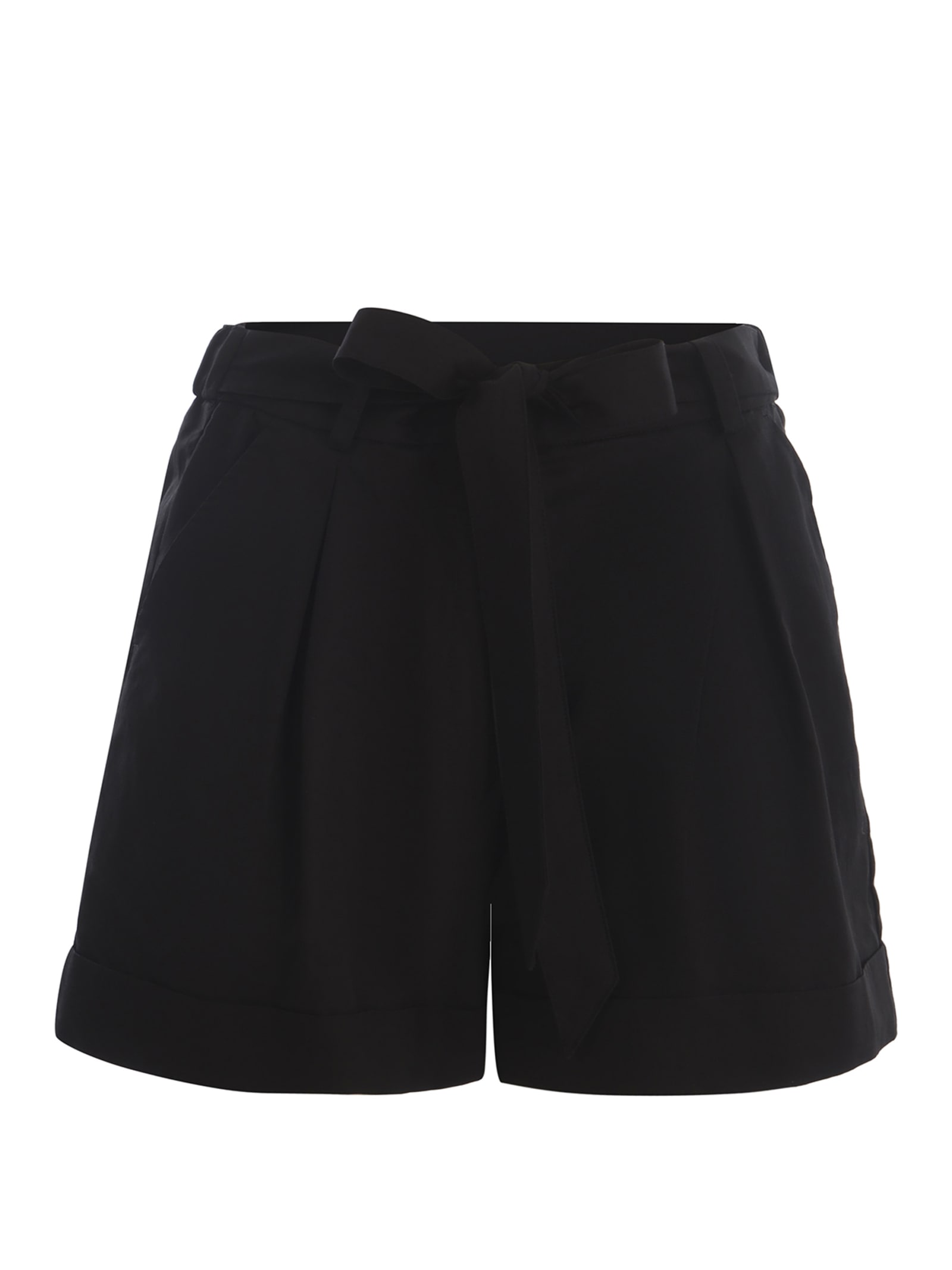 Shop Pinko Shorts  Primula Made Of Slub Linen In Black