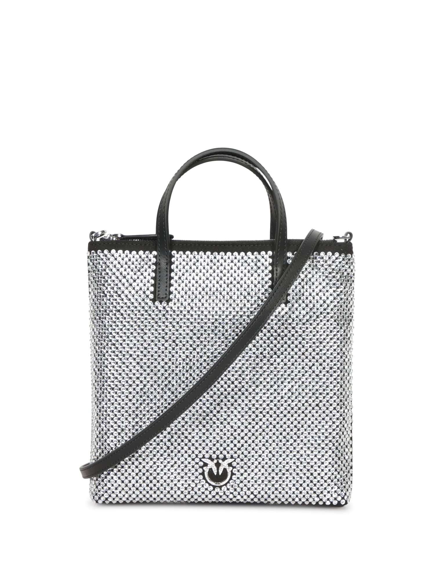 PINKO STRASS BLACK MINI SHOPPER BAG 