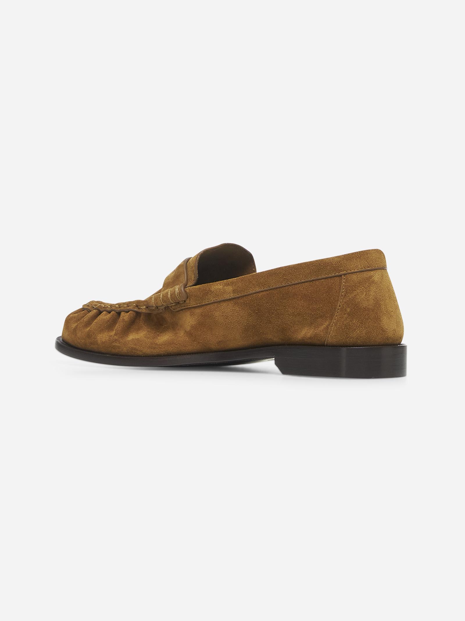 Saint Laurent Men Camel Suede Le Loafer Loafers In Brown