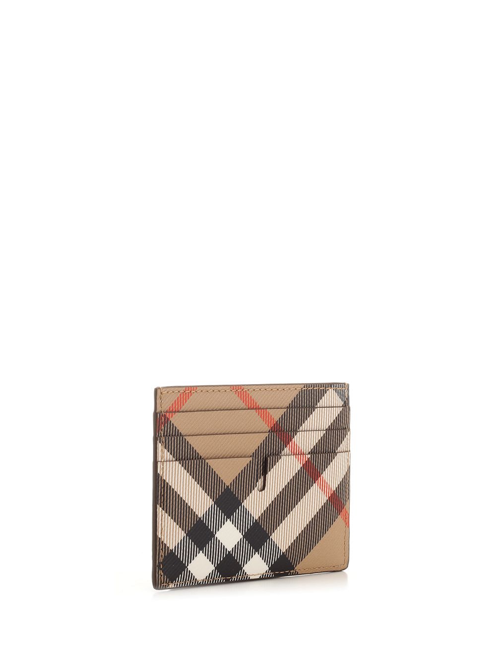 Shop Burberry Check Credit Card Holder In Beige