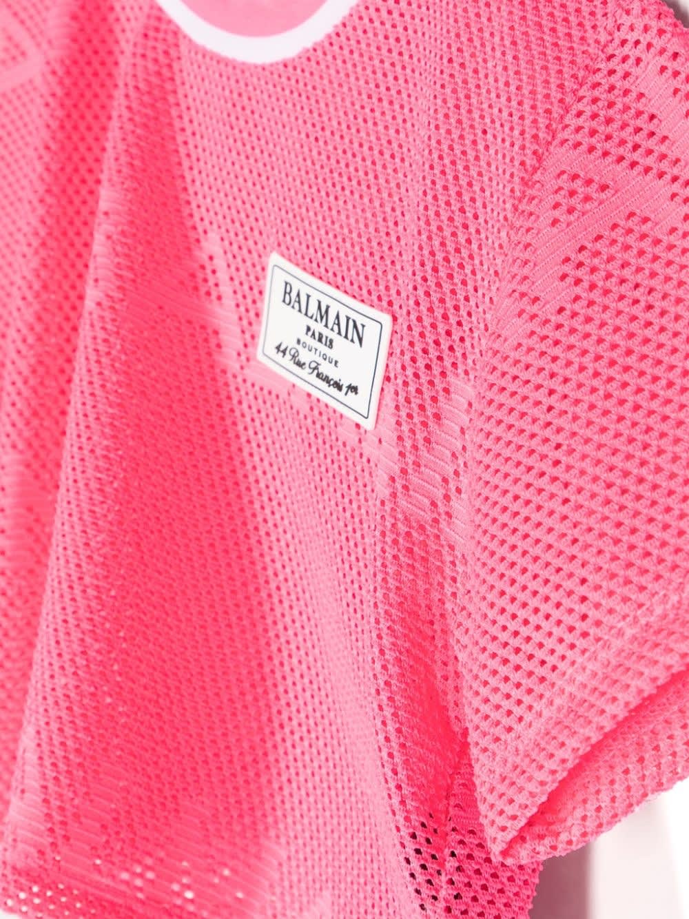 Shop Balmain T-shirt With Application In Pink