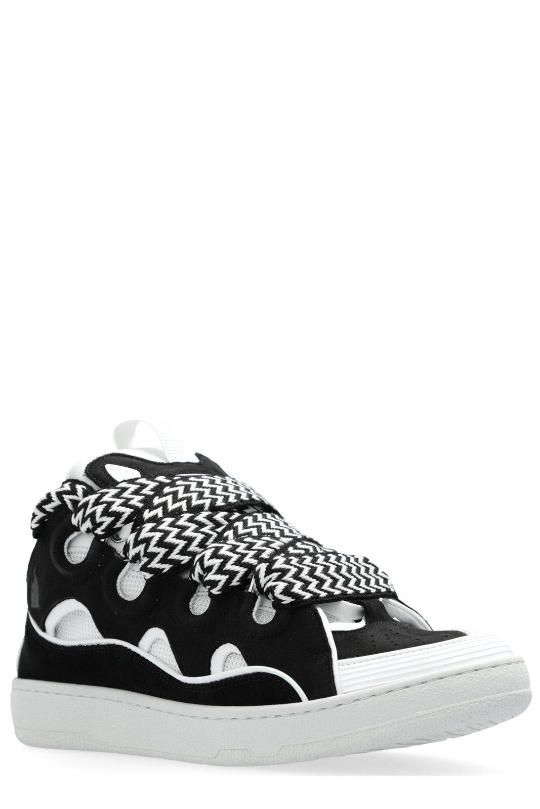 Shop Lanvin Curb Low-top Sneakers In Black White