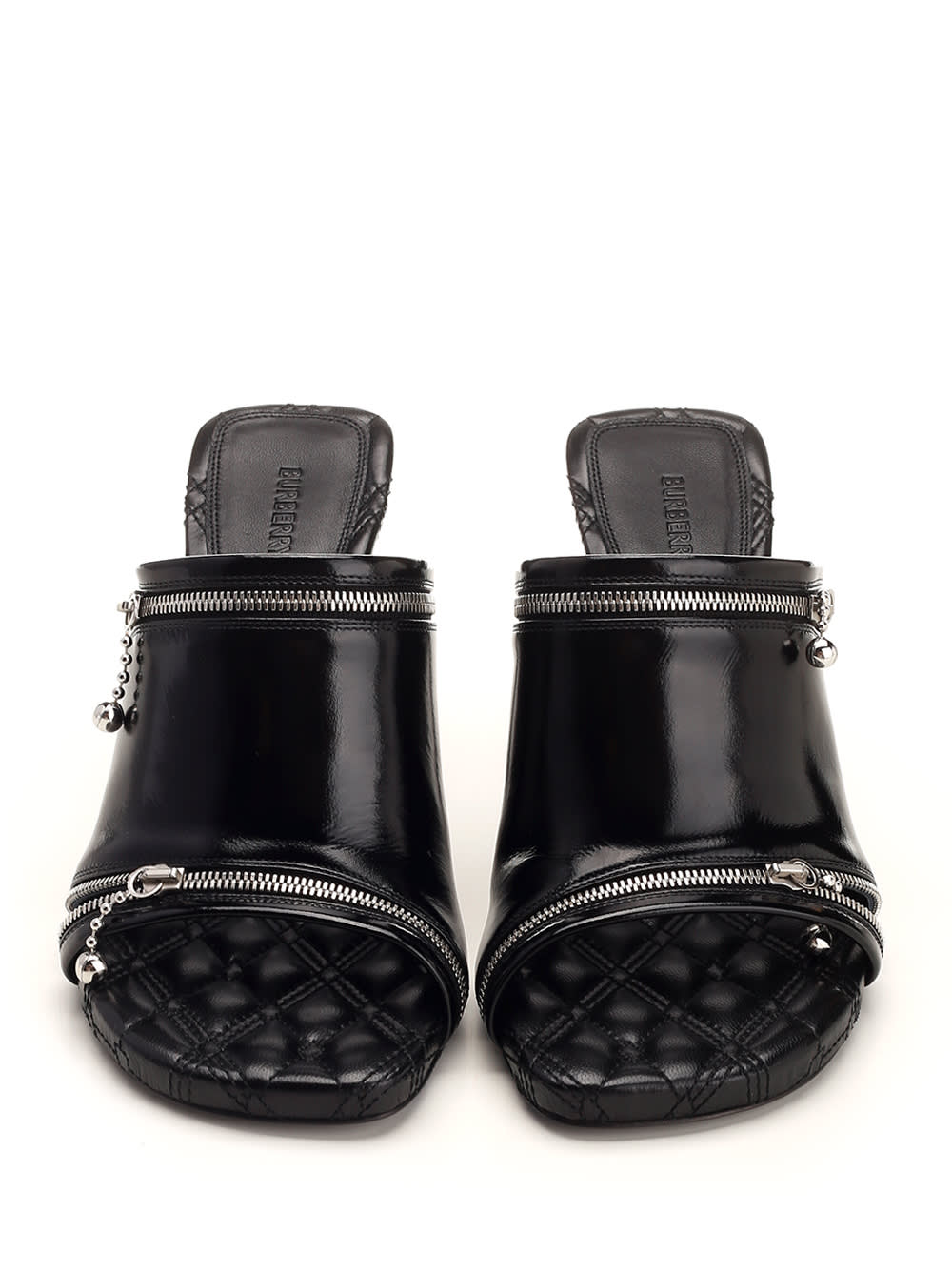 Shop Burberry Peep Sandals In Black