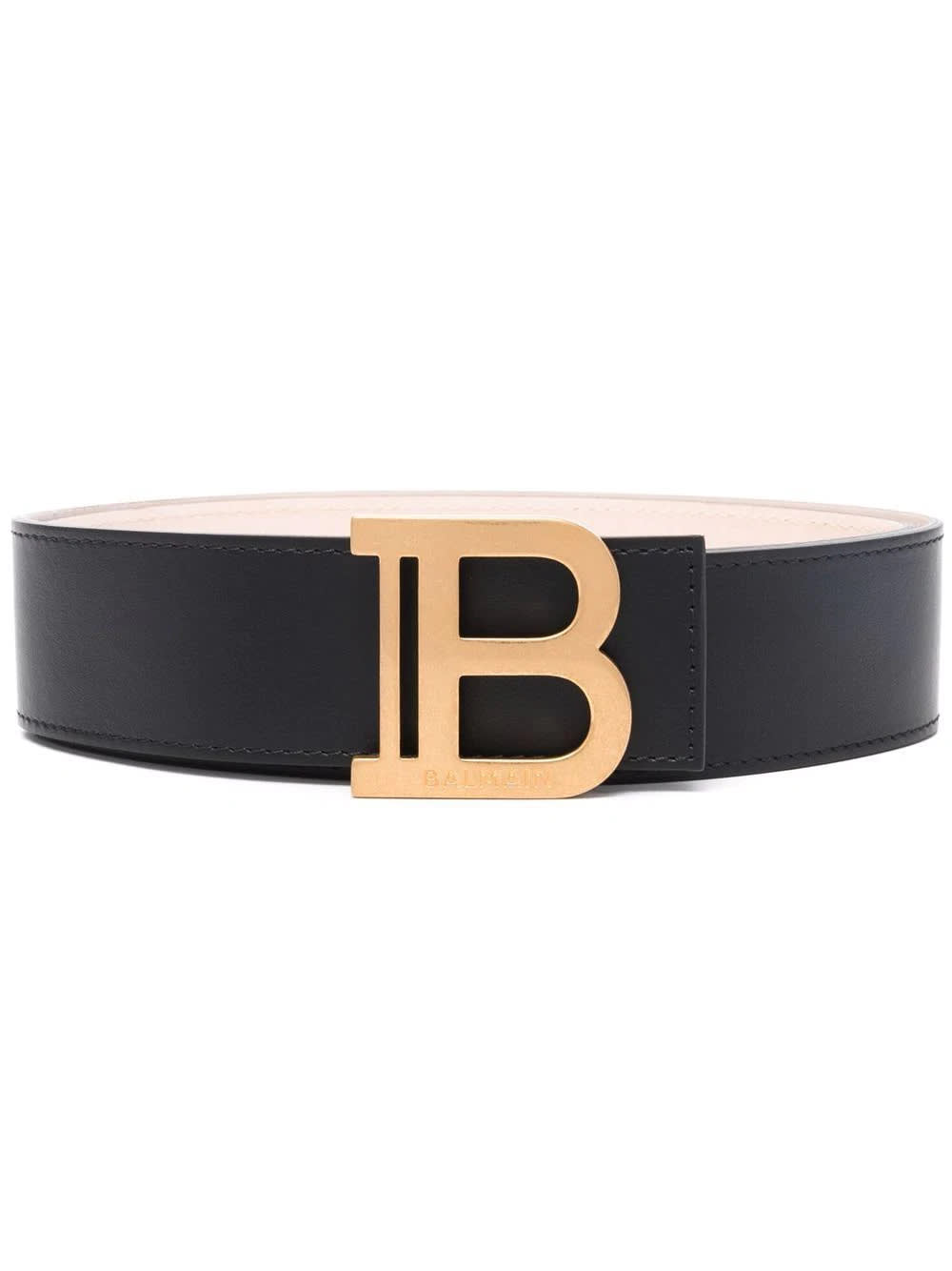 Balmain Woman Black And Gold b Belt In Smooth Leather 4cm